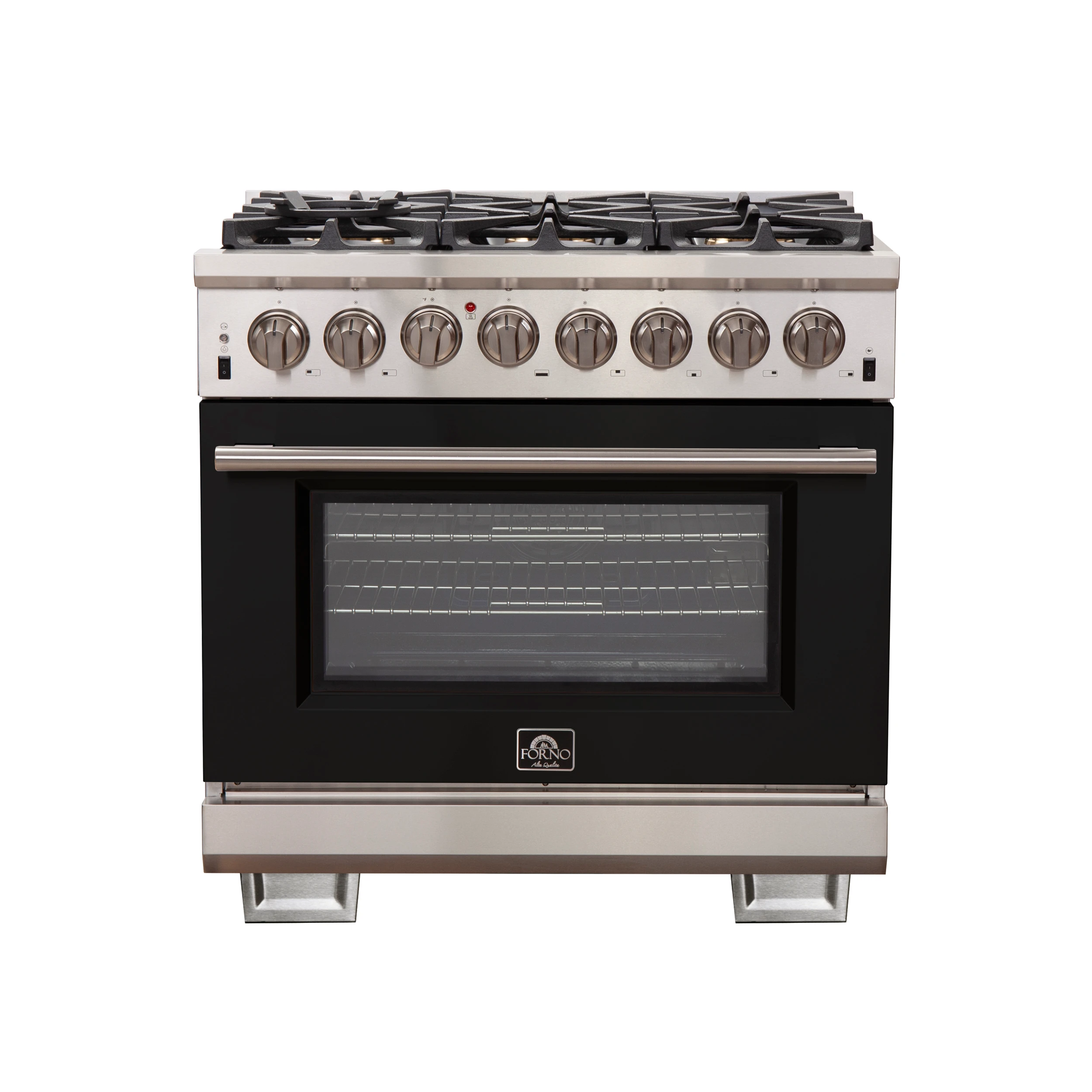 Capriasca 36-Inch Freestanding Dual Fuel Range, 6 Burners, True Convection Oven, Door FFSGS618736BLK