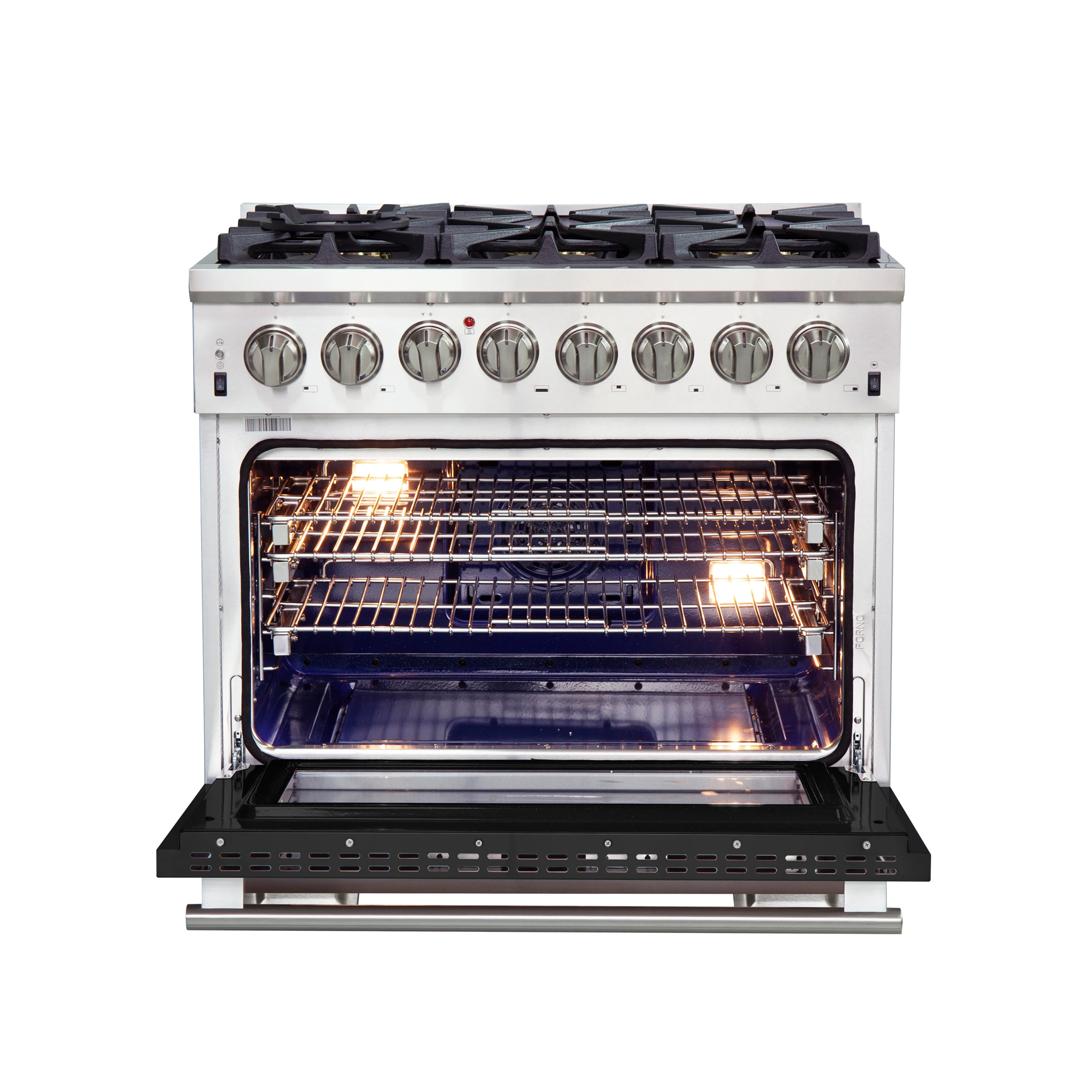 Capriasca 36-Inch Freestanding Dual Fuel Range, 6 Burners, True Convection Oven, Door FFSGS618736BLK
