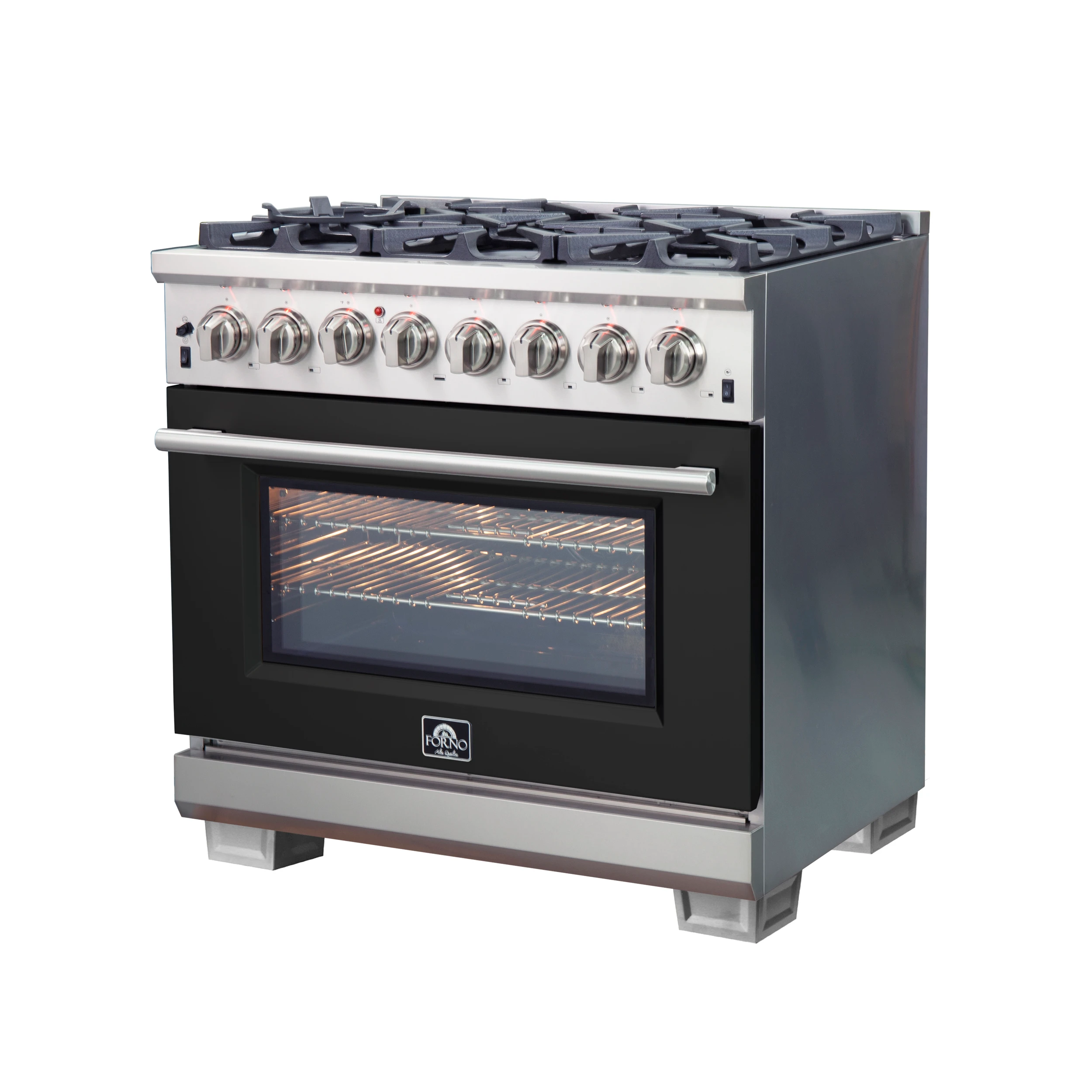 Capriasca 36-Inch Freestanding Dual Fuel Range, 6 Burners, True Convection Oven, Door FFSGS618736BLK