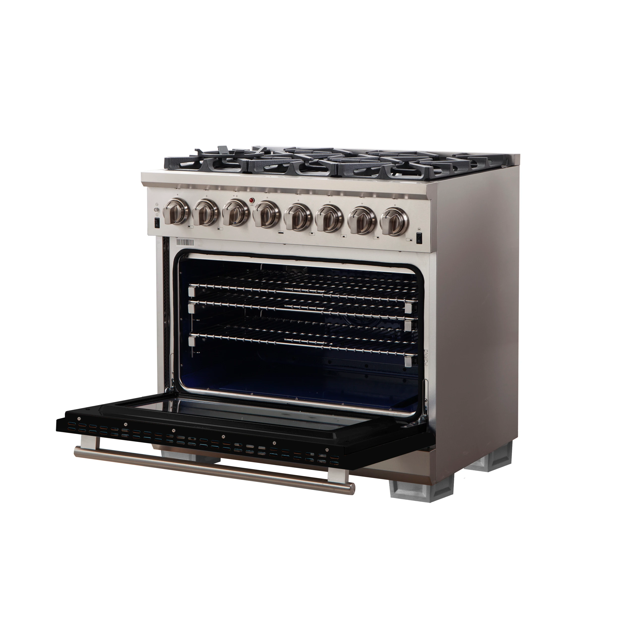 Capriasca 36-Inch Freestanding Dual Fuel Range, 6 Burners, True Convection Oven, Door FFSGS618736BLK