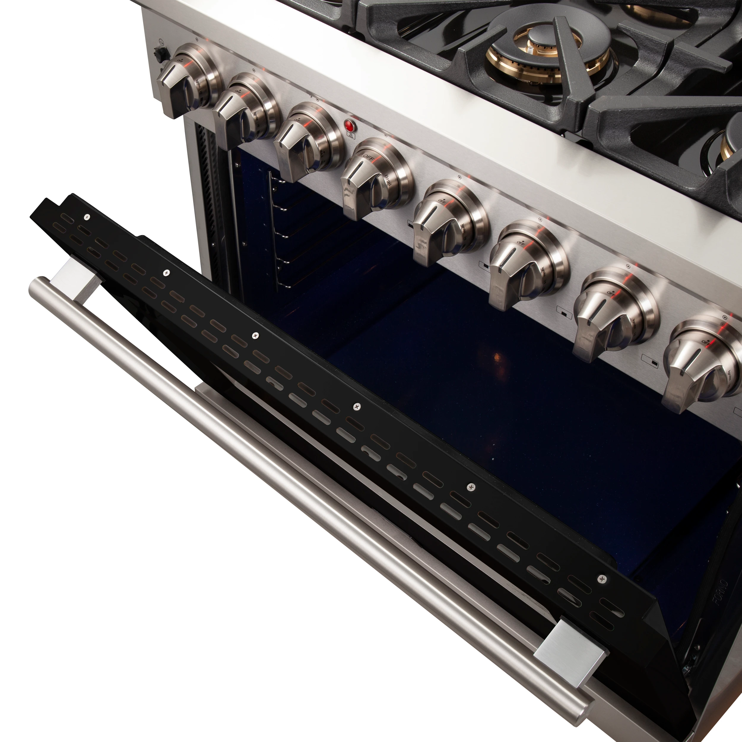 Capriasca 36-Inch Freestanding Dual Fuel Range, 6 Burners, True Convection Oven, Door FFSGS618736BLK