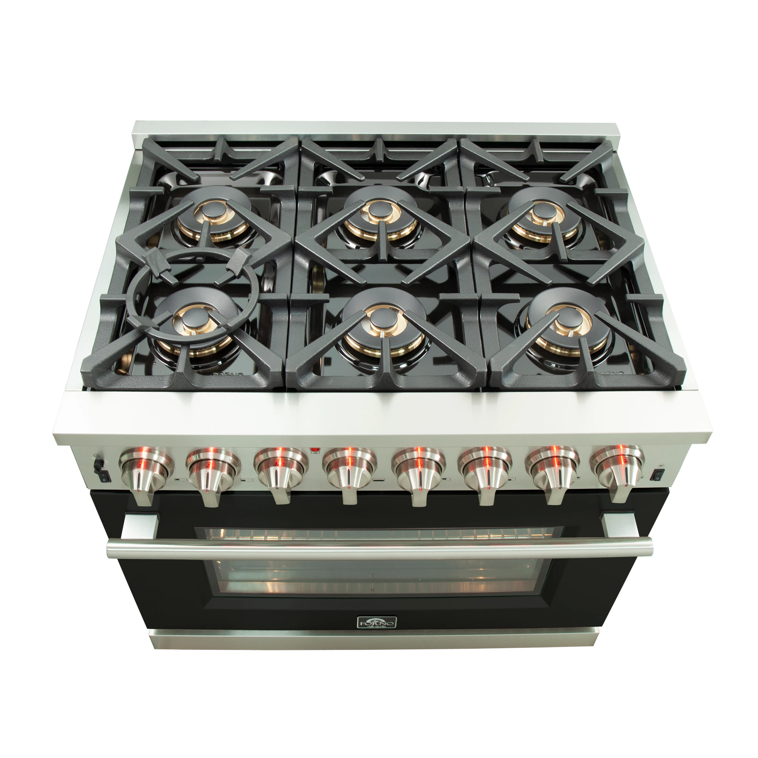 Capriasca 36-Inch Freestanding Dual Fuel Range, 6 Burners, True Convection Oven, Door FFSGS618736BLK