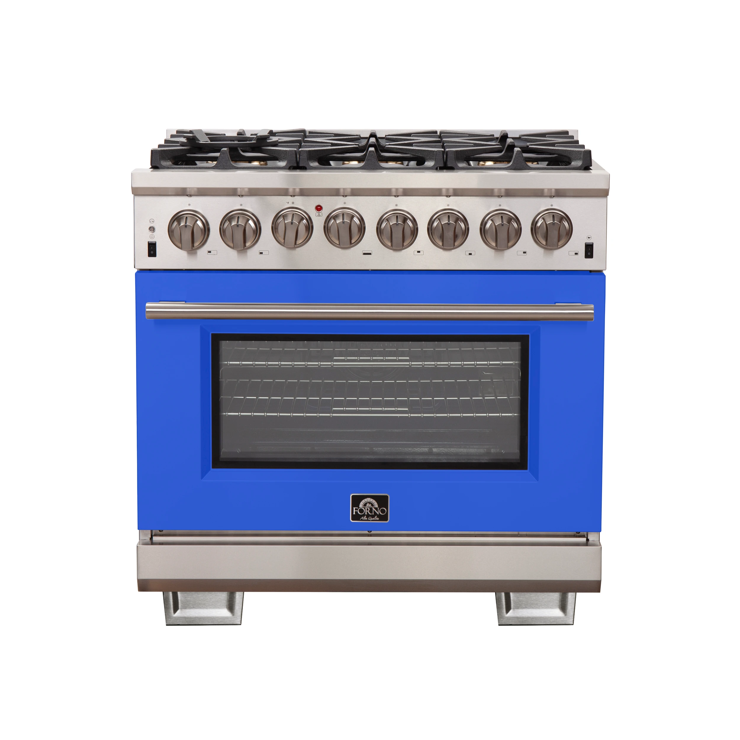 Capriasca 36-Inch Freestanding Dual Fuel Range, 6 Burners, True Convection Oven, Door FFSGS618736BLU