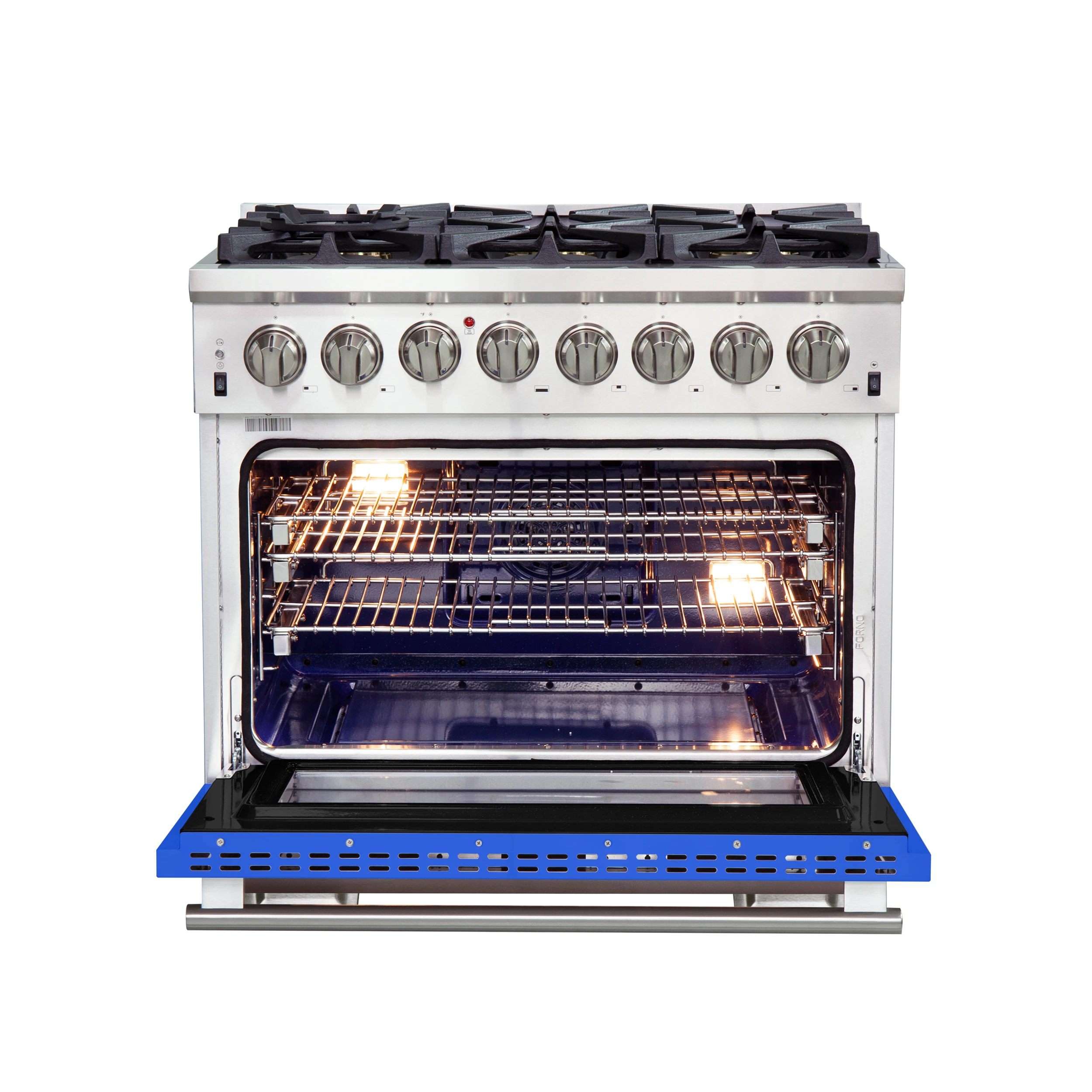 Capriasca 36-Inch Freestanding Dual Fuel Range, 6 Burners, True Convection Oven, Door FFSGS618736BLU