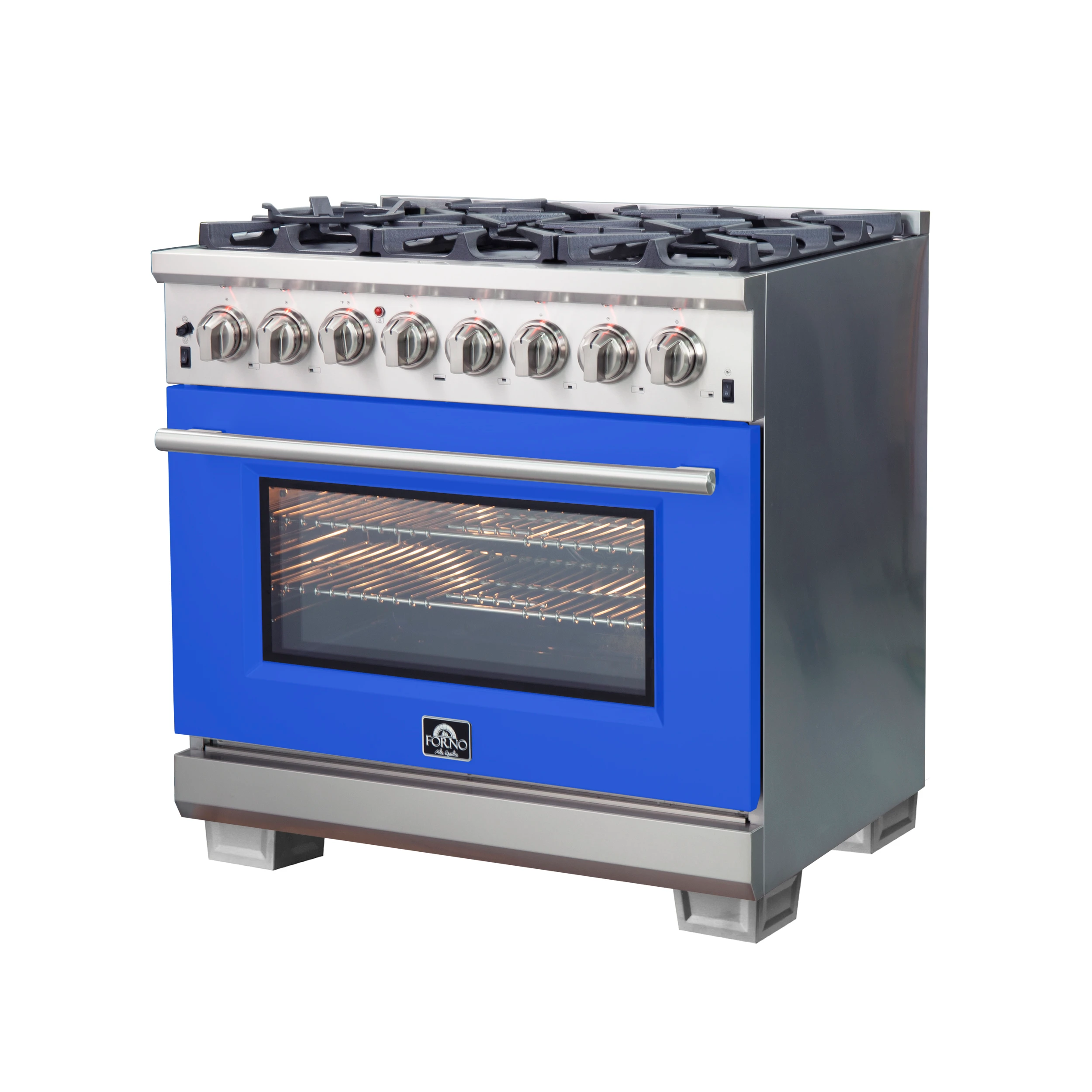 Capriasca 36-Inch Freestanding Dual Fuel Range, 6 Burners, True Convection Oven, Door FFSGS618736BLU