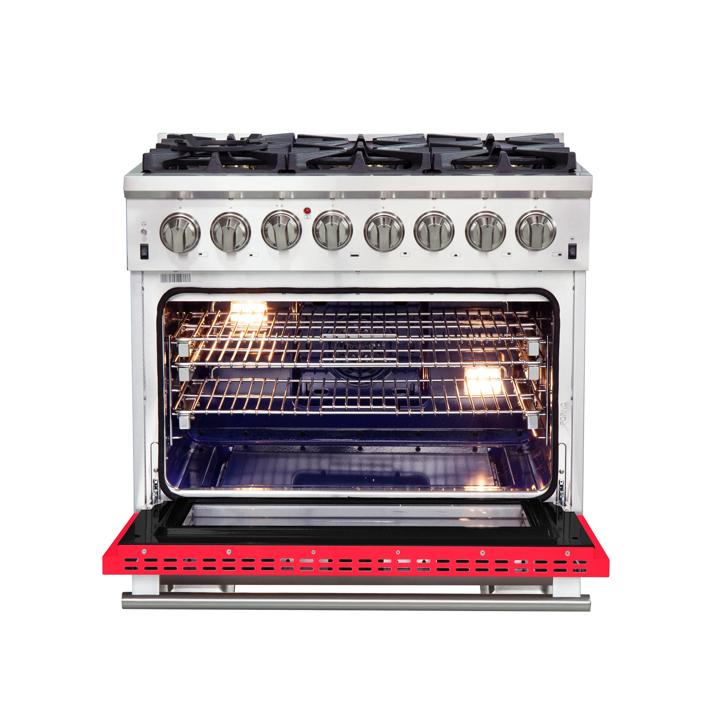 Capriasca 36-Inch Freestanding Dual Fuel Range, 6 Burners, True Convection Oven, Door FFSGS618736RED