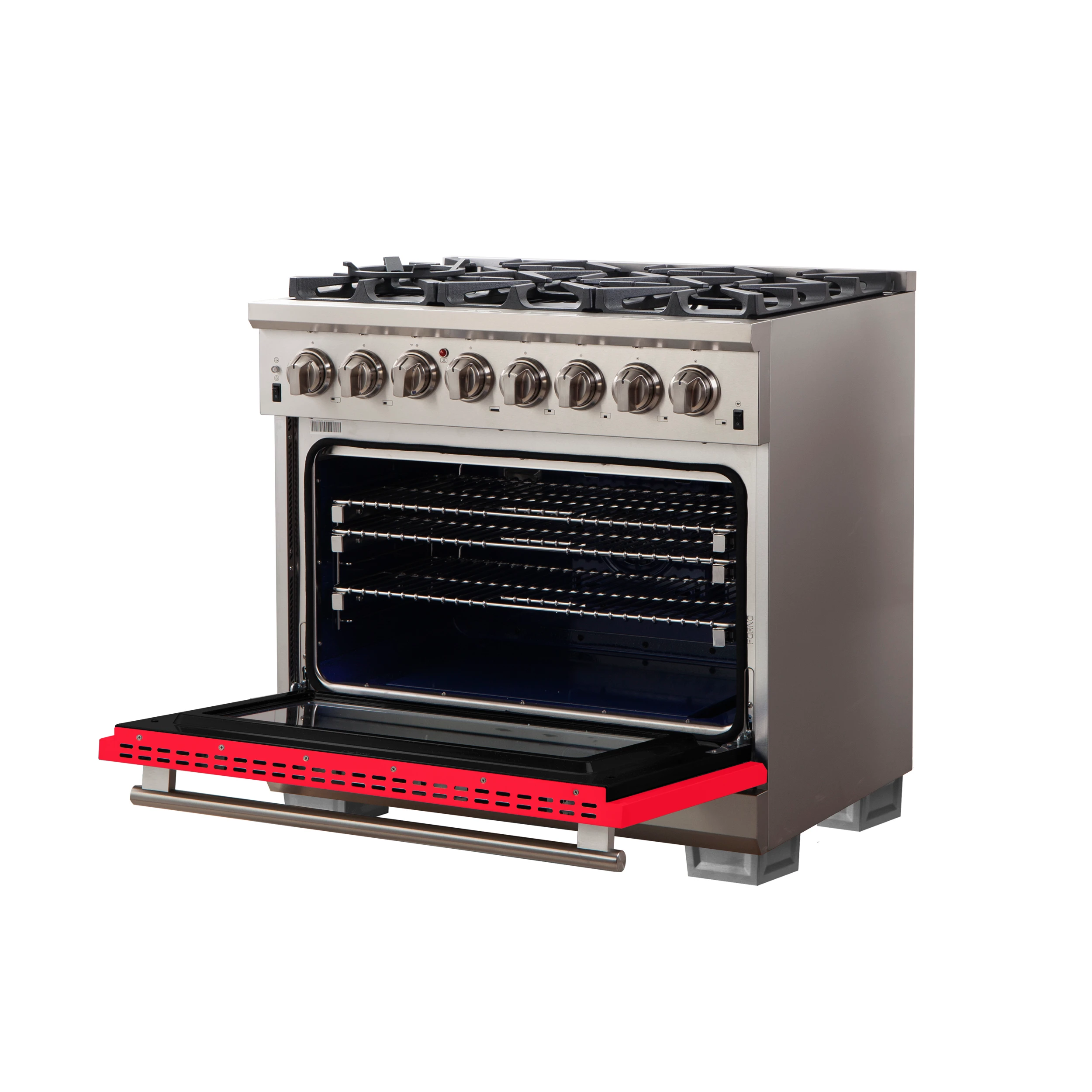 Capriasca 36-Inch Freestanding Dual Fuel Range, 6 Burners, True Convection Oven, Door FFSGS618736RED