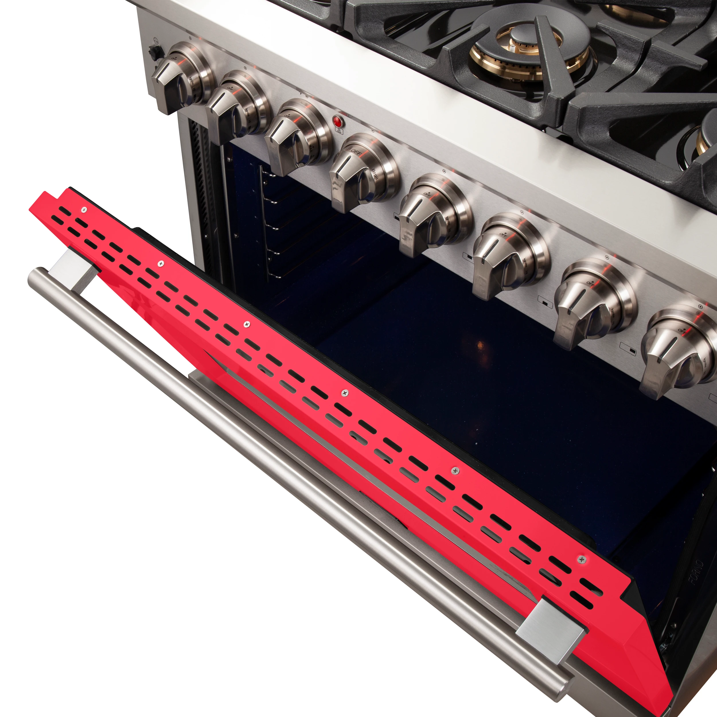 Capriasca 36-Inch Freestanding Dual Fuel Range, 6 Burners, True Convection Oven, Door FFSGS618736RED