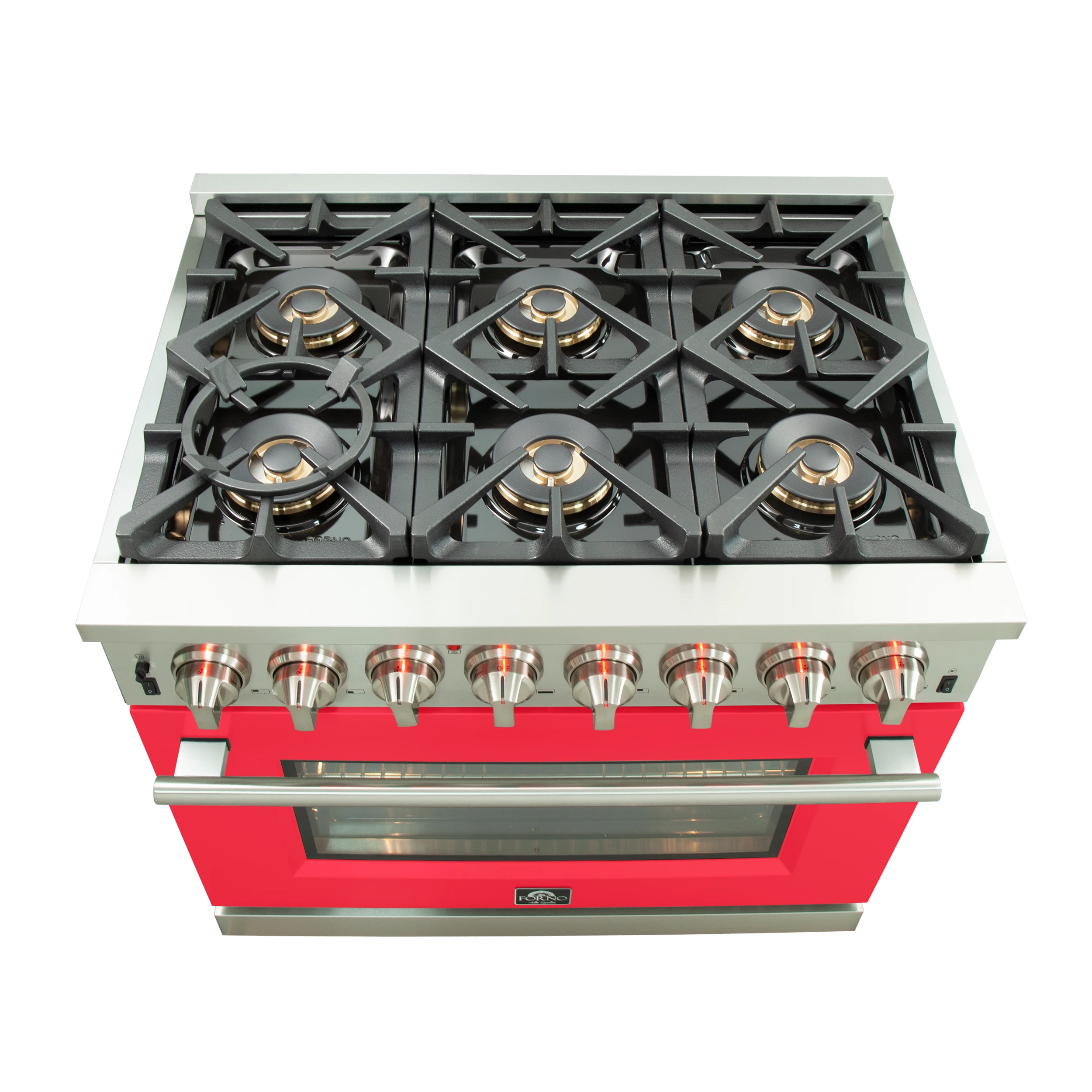 Capriasca 36-Inch Freestanding Dual Fuel Range, 6 Burners, True Convection Oven, Door FFSGS618736RED