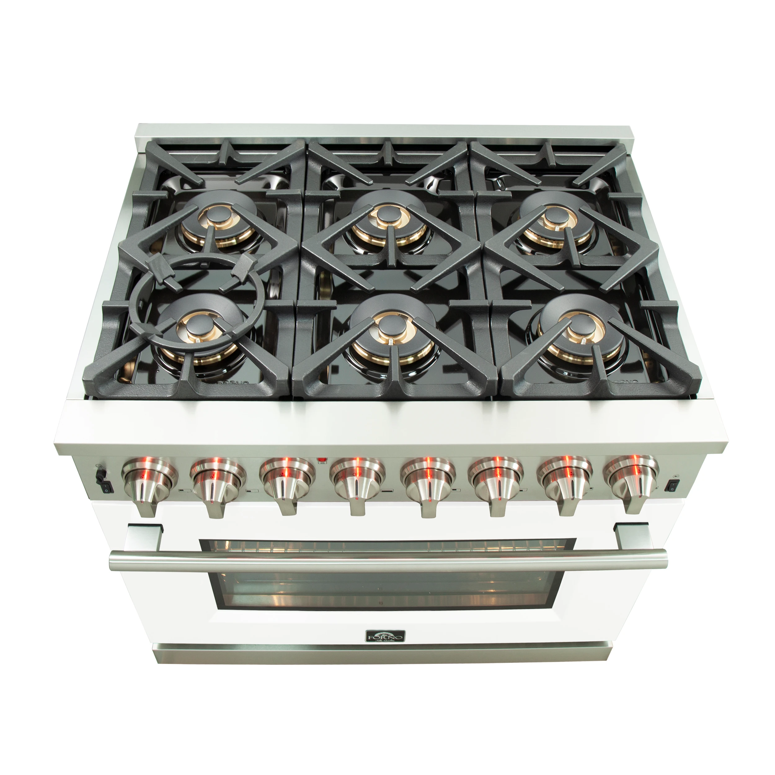Capriasca 36-Inch Freestanding Dual Fuel Range, 6 Burners, True Convection Oven, Door FFSGS618736WHT