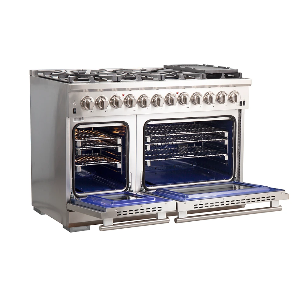 Capriasca 48-Inch Freestanding Dual Fuel Range, 8 Burners, True Convection Oven FFSGS618748