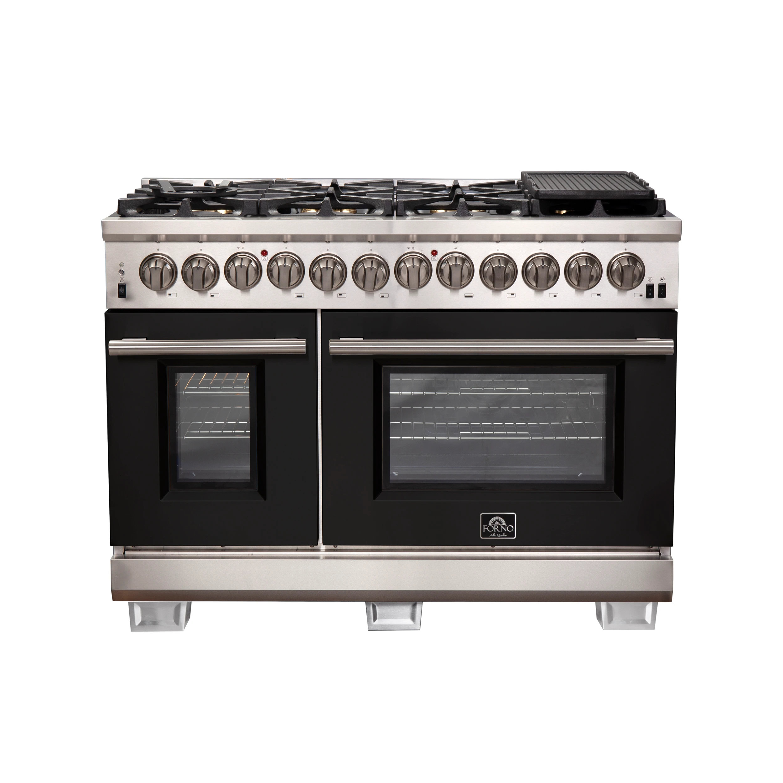 Capriasca 48-Inch Freestanding Dual Fuel Range, 8 Burners, True Convection Oven, Doors FFSGS618748BLK