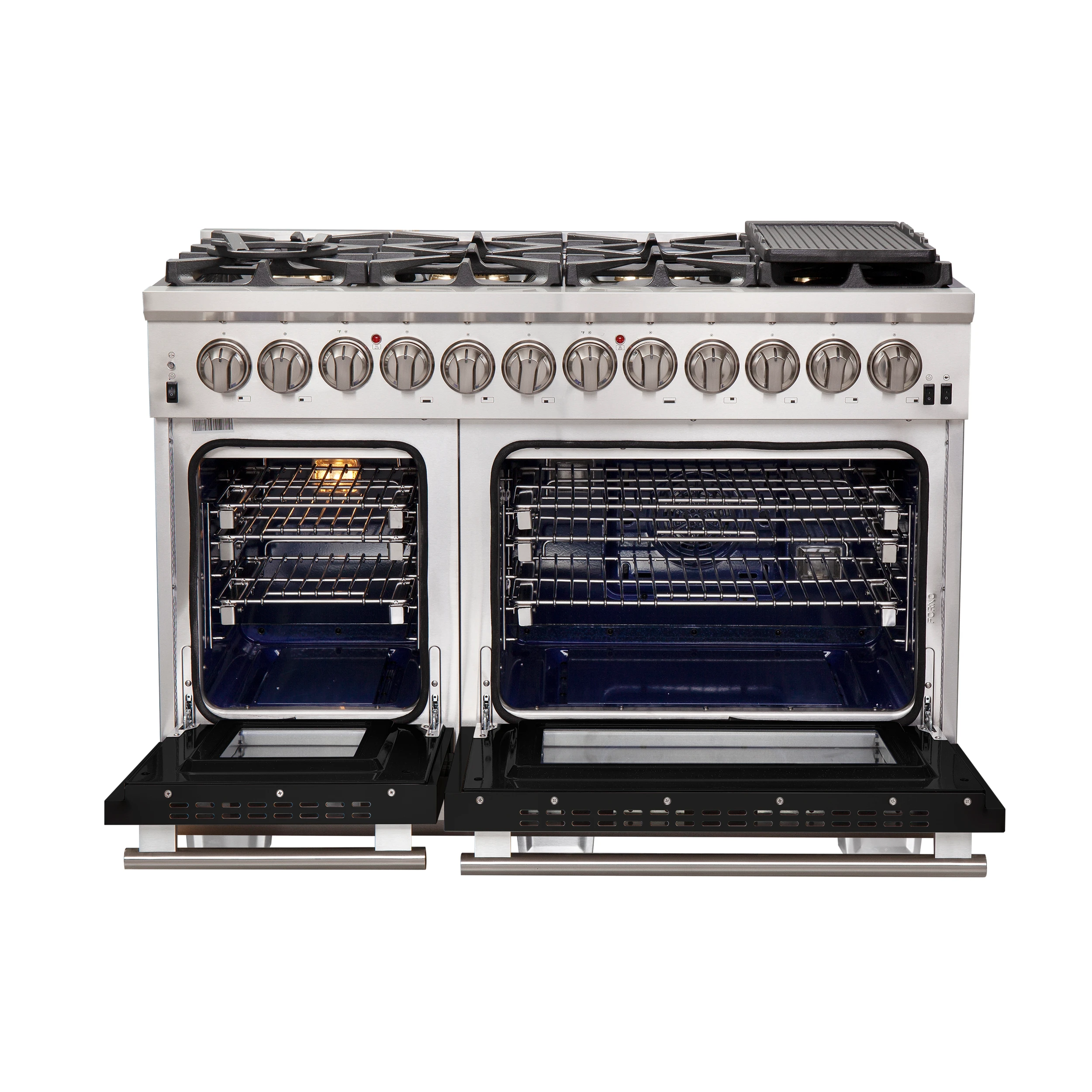 Capriasca 48-Inch Freestanding Dual Fuel Range, 8 Burners, True Convection Oven, Doors FFSGS618748BLK