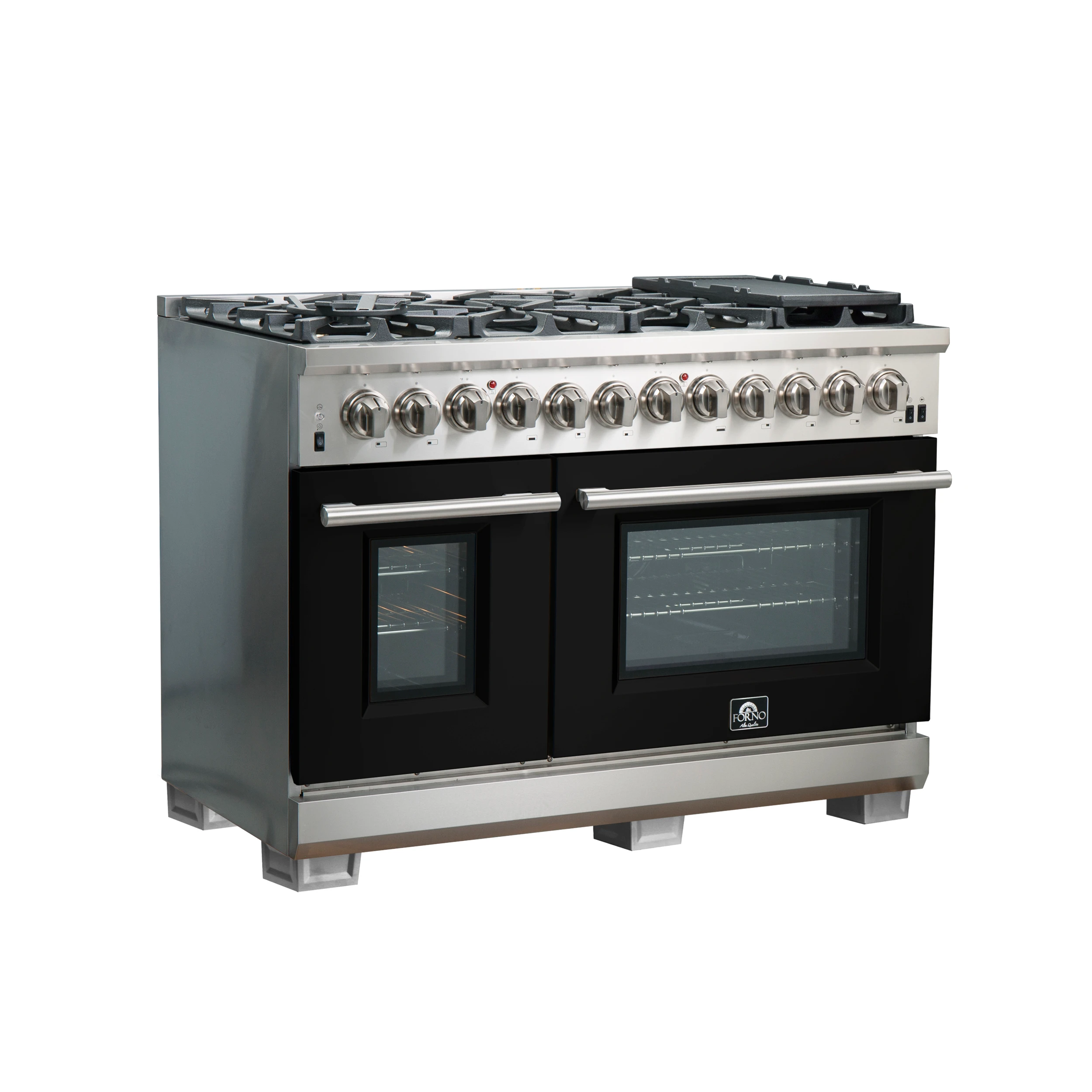 Capriasca 48-Inch Freestanding Dual Fuel Range, 8 Burners, True Convection Oven, Doors FFSGS618748BLK