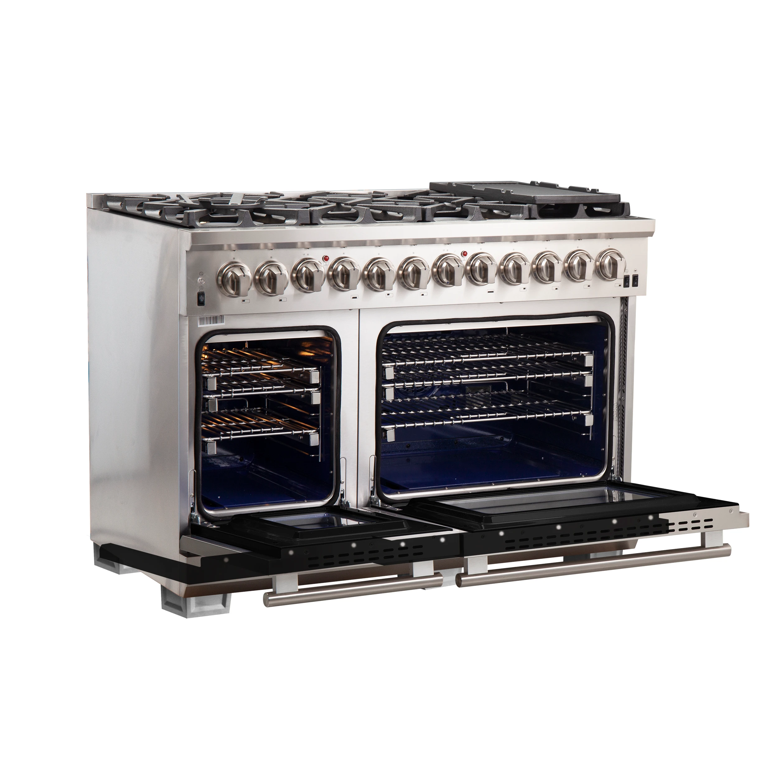 Capriasca 48-Inch Freestanding Dual Fuel Range, 8 Burners, True Convection Oven, Doors FFSGS618748BLK