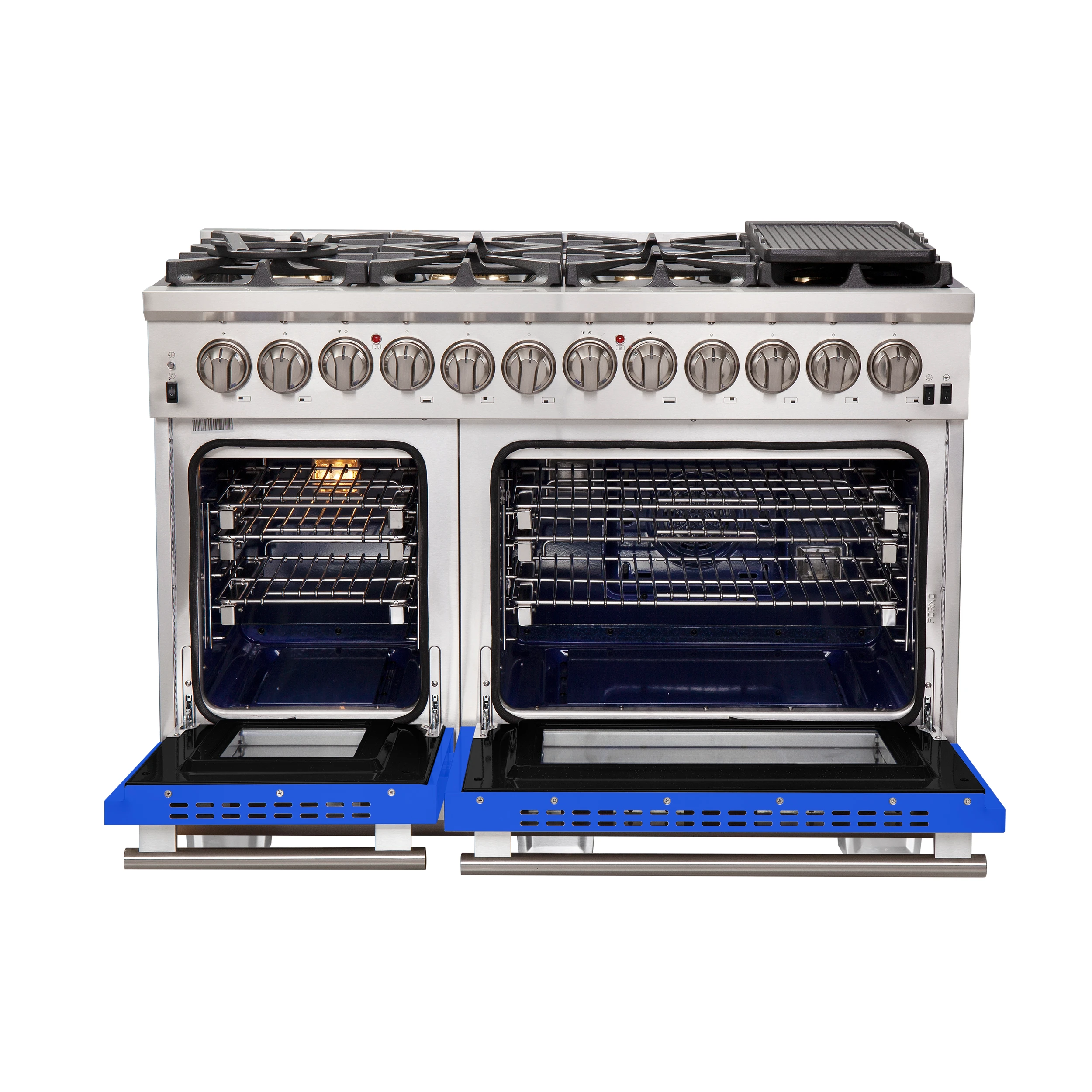 Capriasca 48-Inch Freestanding Dual Fuel Range, 8 Burners, True Convection Oven, Doors FFSGS618748BLU