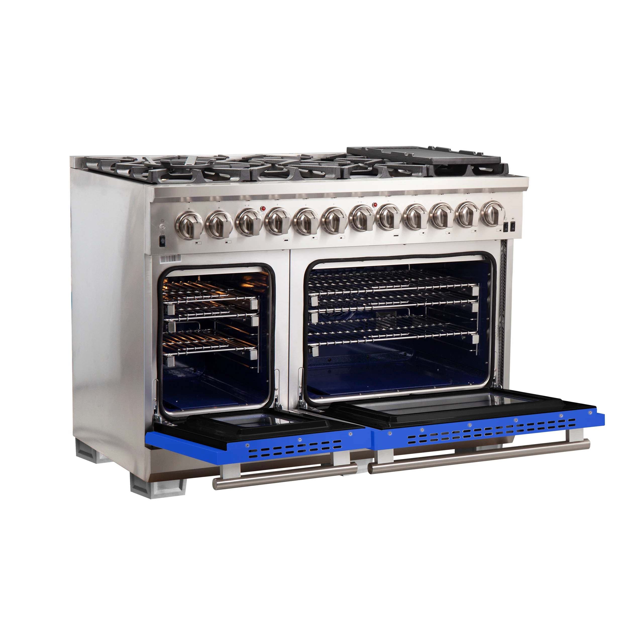 Capriasca 48-Inch Freestanding Dual Fuel Range, 8 Burners, True Convection Oven, Doors FFSGS618748BLU