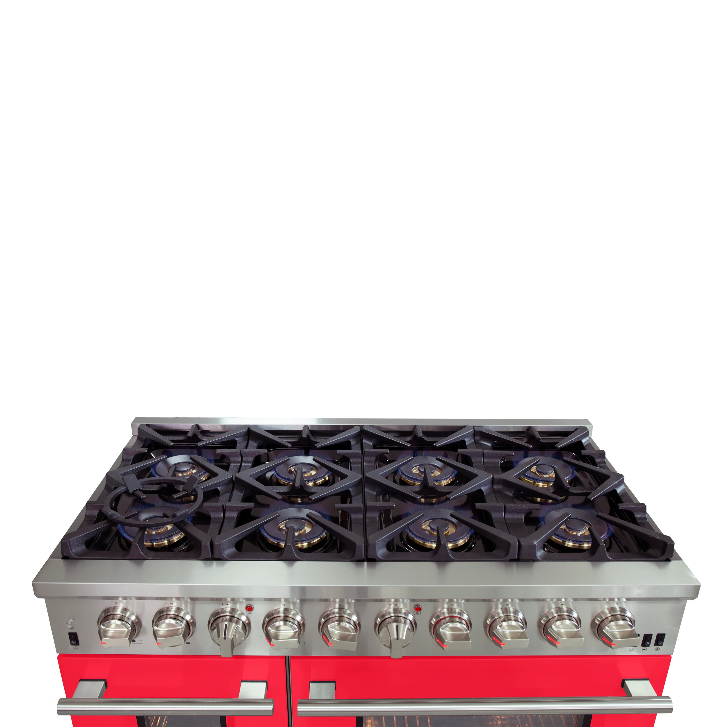 Capriasca 48-Inch Freestanding Dual Fuel Range, 8 Burners, True Convection Oven, Doors FFSGS618748RED