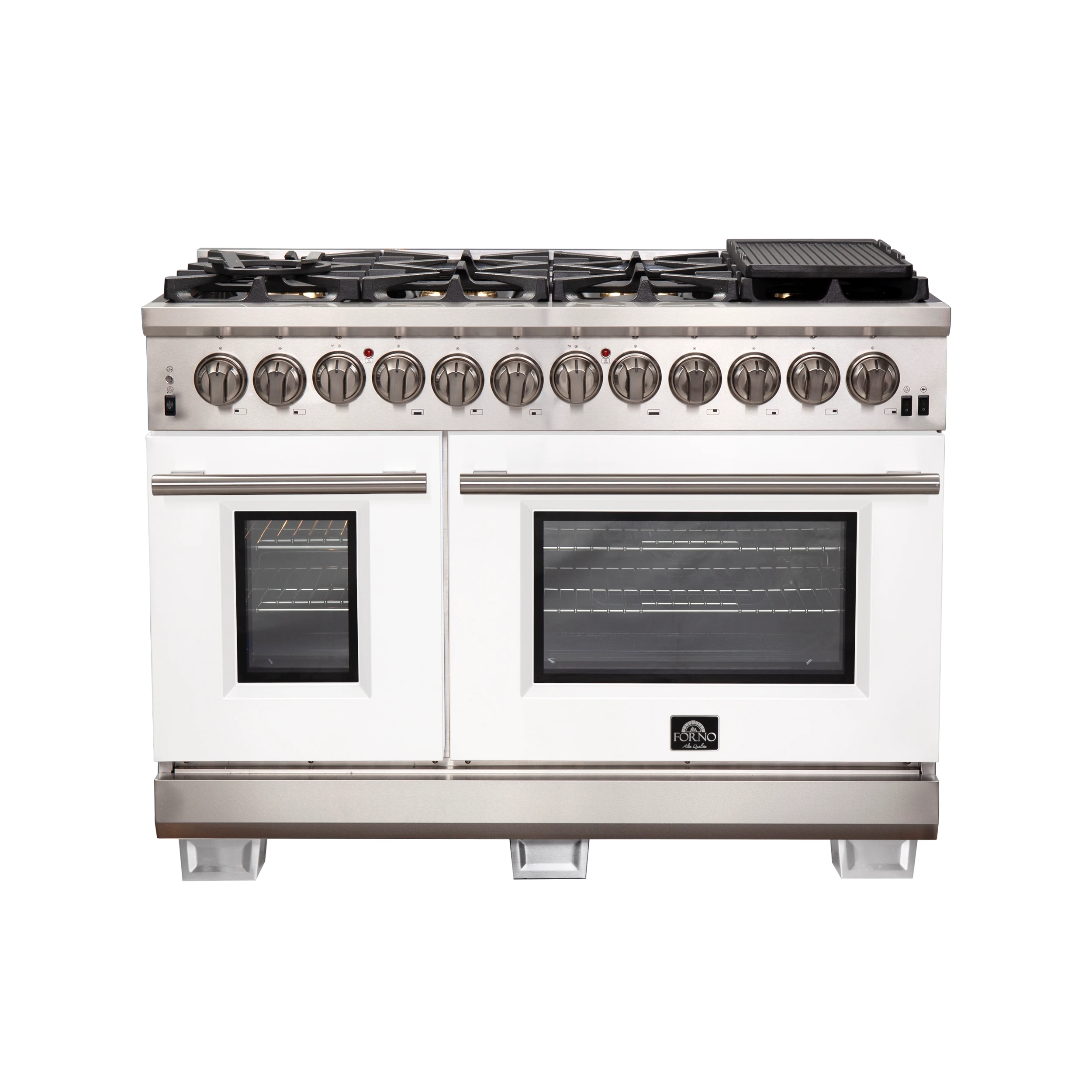 Capriasca 48-Inch Freestanding Dual Fuel Range, 8 Burners, True Convection Oven, Doors FFSGS618748WHT