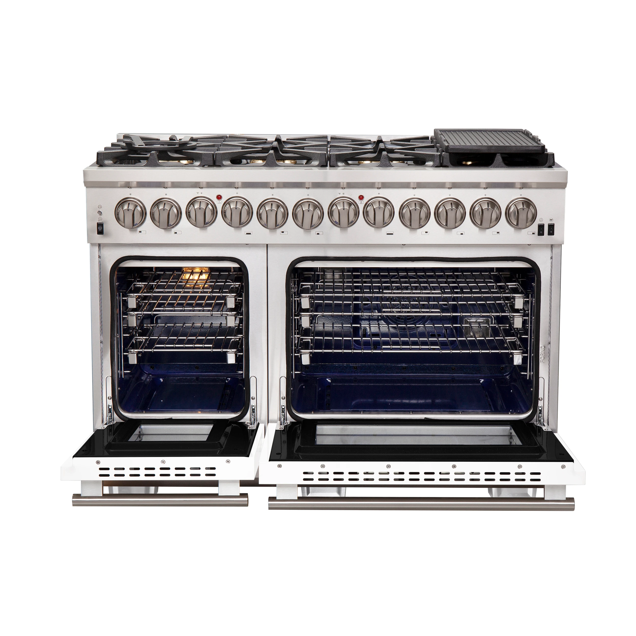 Capriasca 48-Inch Freestanding Dual Fuel Range, 8 Burners, True Convection Oven, Doors FFSGS618748WHT