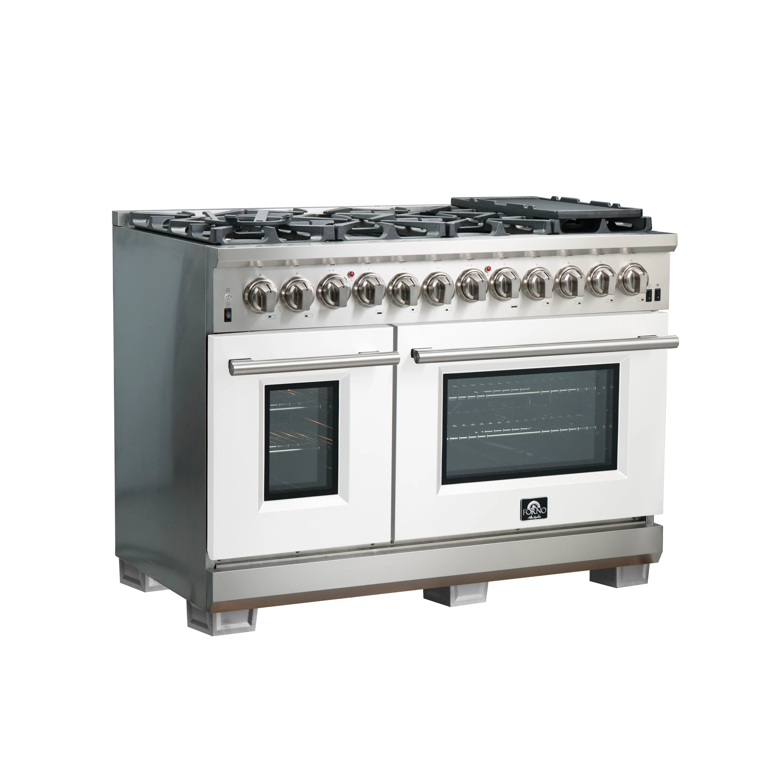 Capriasca 48-Inch Freestanding Dual Fuel Range, 8 Burners, True Convection Oven, Doors FFSGS618748WHT
