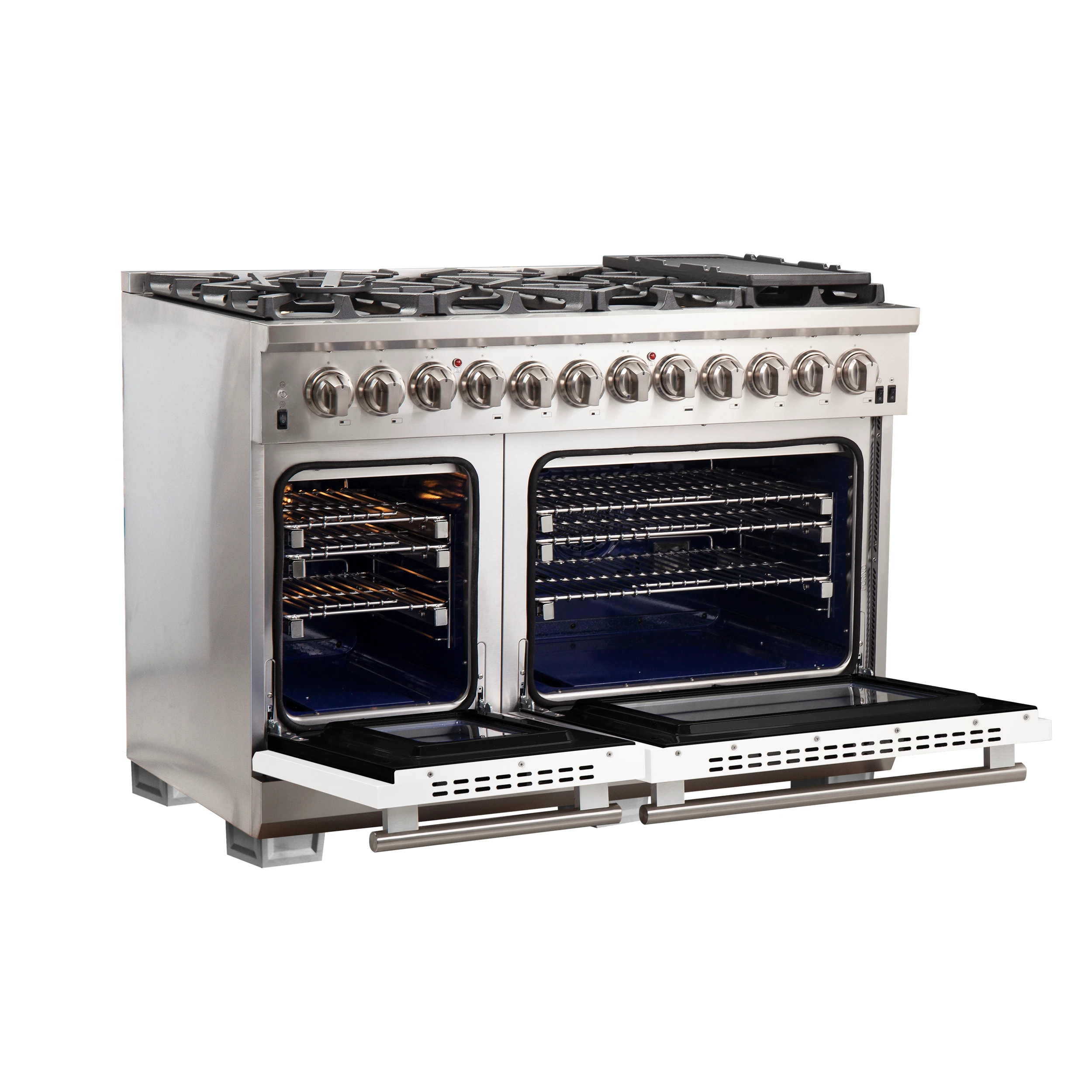 Capriasca 48-Inch Freestanding Dual Fuel Range, 8 Burners, True Convection Oven, Doors FFSGS618748WHT