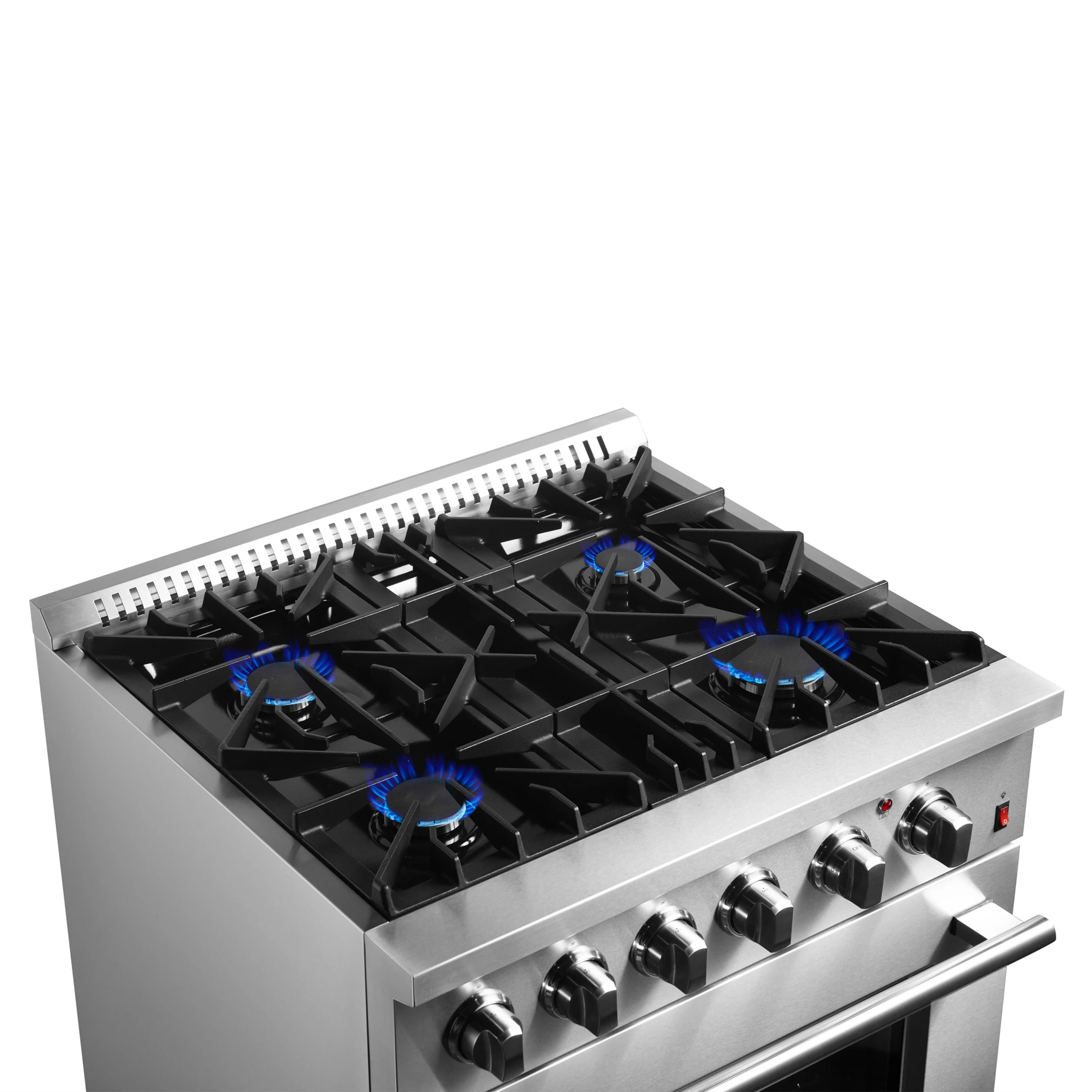 Marco 30-Inch Dual Fuel Range, Stainless Steel, 4 Burners, 37,000 BTU, True Convection Oven, Energy Efficient FFSGS619730