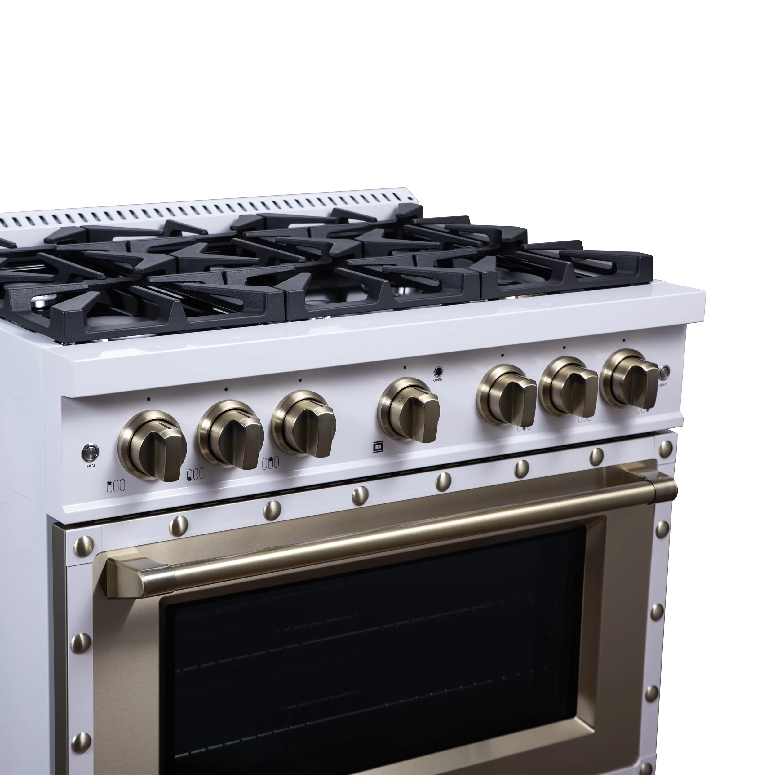 Valente 36" Dual Fuel Range in , 6 Sealed Burners, 71 000 BTU Cooktop Output , 5.2 Cu.Ft. convection Oven, Telescopic Racks FFSGS619936CPWHT