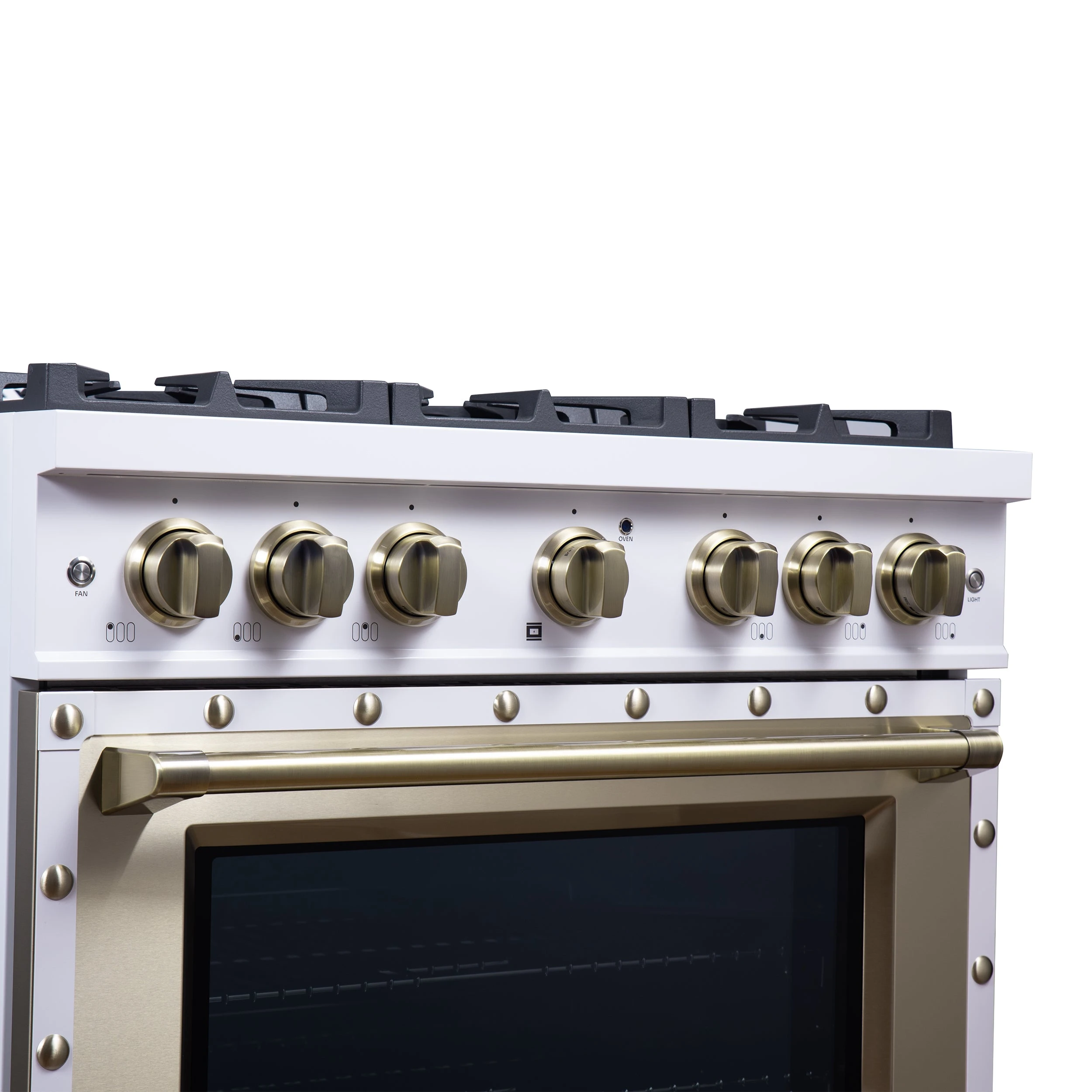 Valente 36" Dual Fuel Range in , 6 Sealed Burners, 71 000 BTU Cooktop Output , 5.2 Cu.Ft. convection Oven, Telescopic Racks FFSGS619936CPWHT