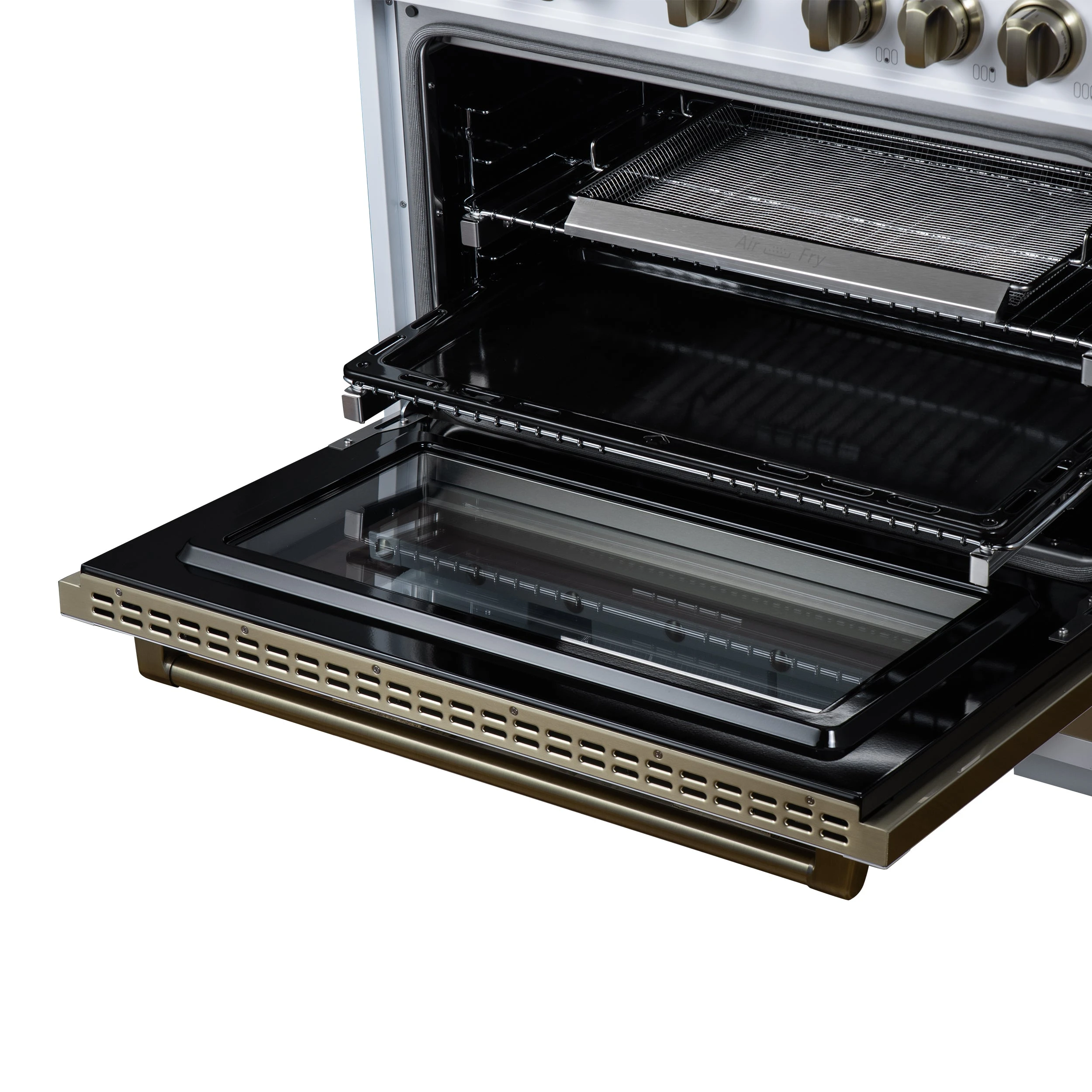 Valente 36" Dual Fuel Range in , 6 Sealed Burners, 71 000 BTU Cooktop Output , 5.2 Cu.Ft. convection Oven, Telescopic Racks FFSGS619936CPWHT