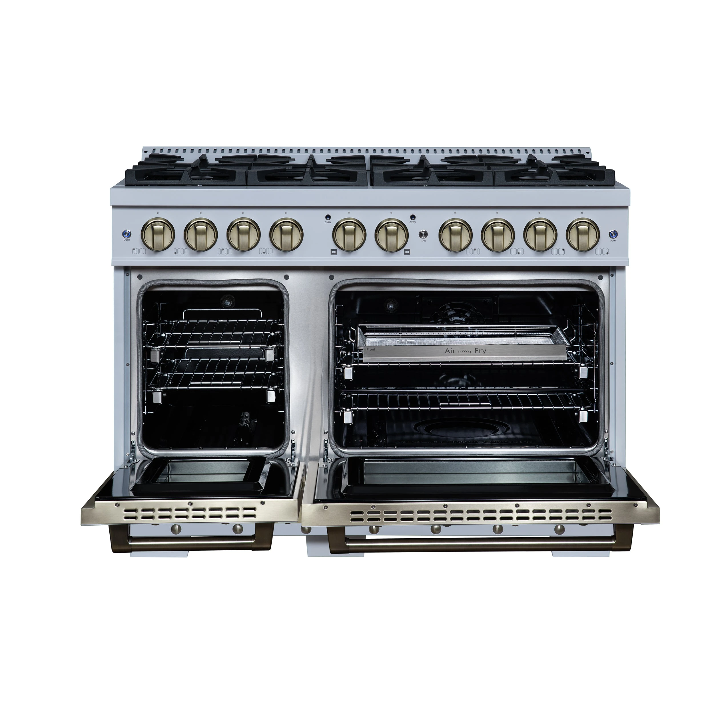 Valente 48" Dual Fuel Range in , 8 Sealed Burners, 94 000 BTU Cooktop Output, 6.7 Cu.Ft. Double Oven, Telescopic Racks FFSGS619948CPWHT