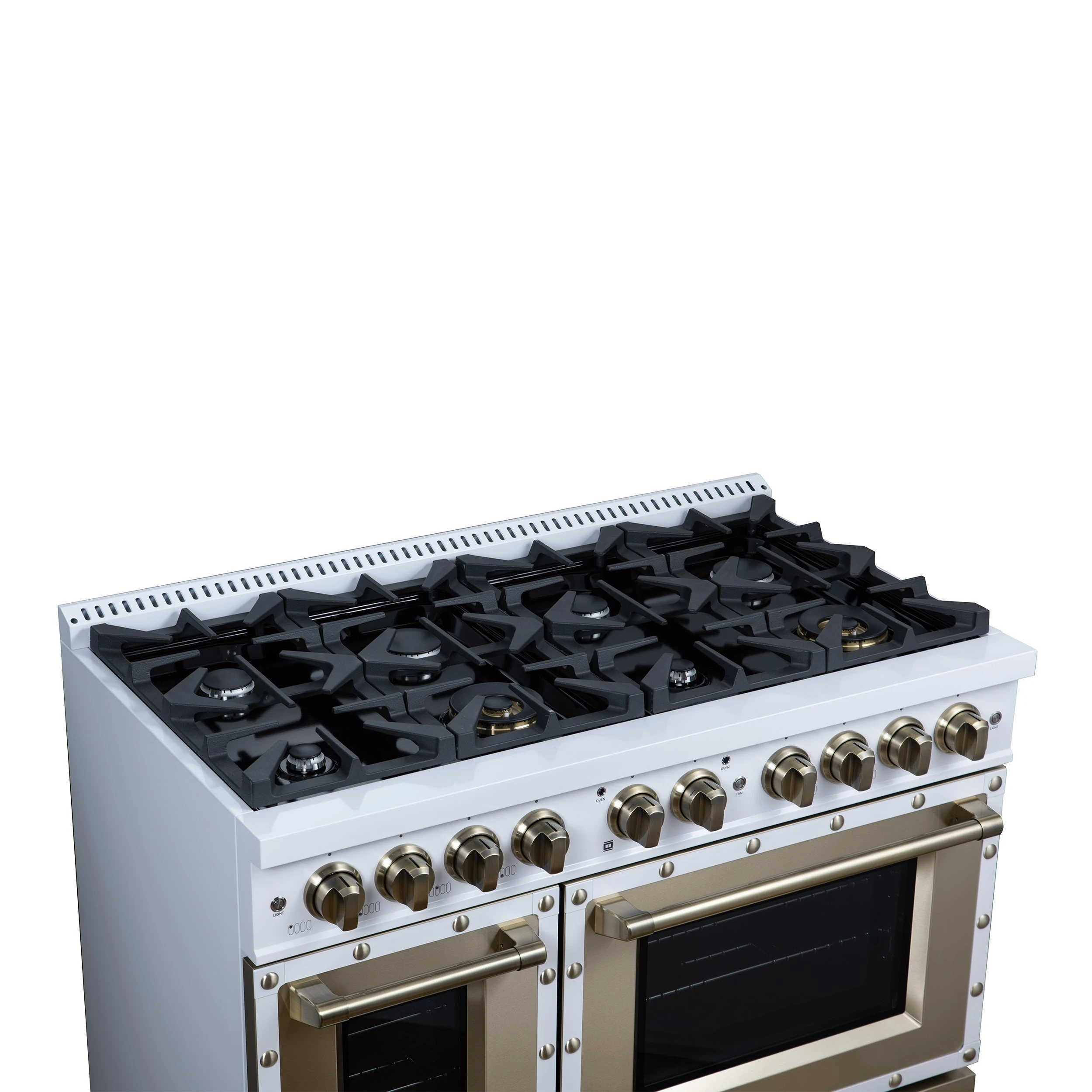 Valente 48" Dual Fuel Range in , 8 Sealed Burners, 94 000 BTU Cooktop Output, 6.7 Cu.Ft. Double Oven, Telescopic Racks FFSGS619948CPWHT