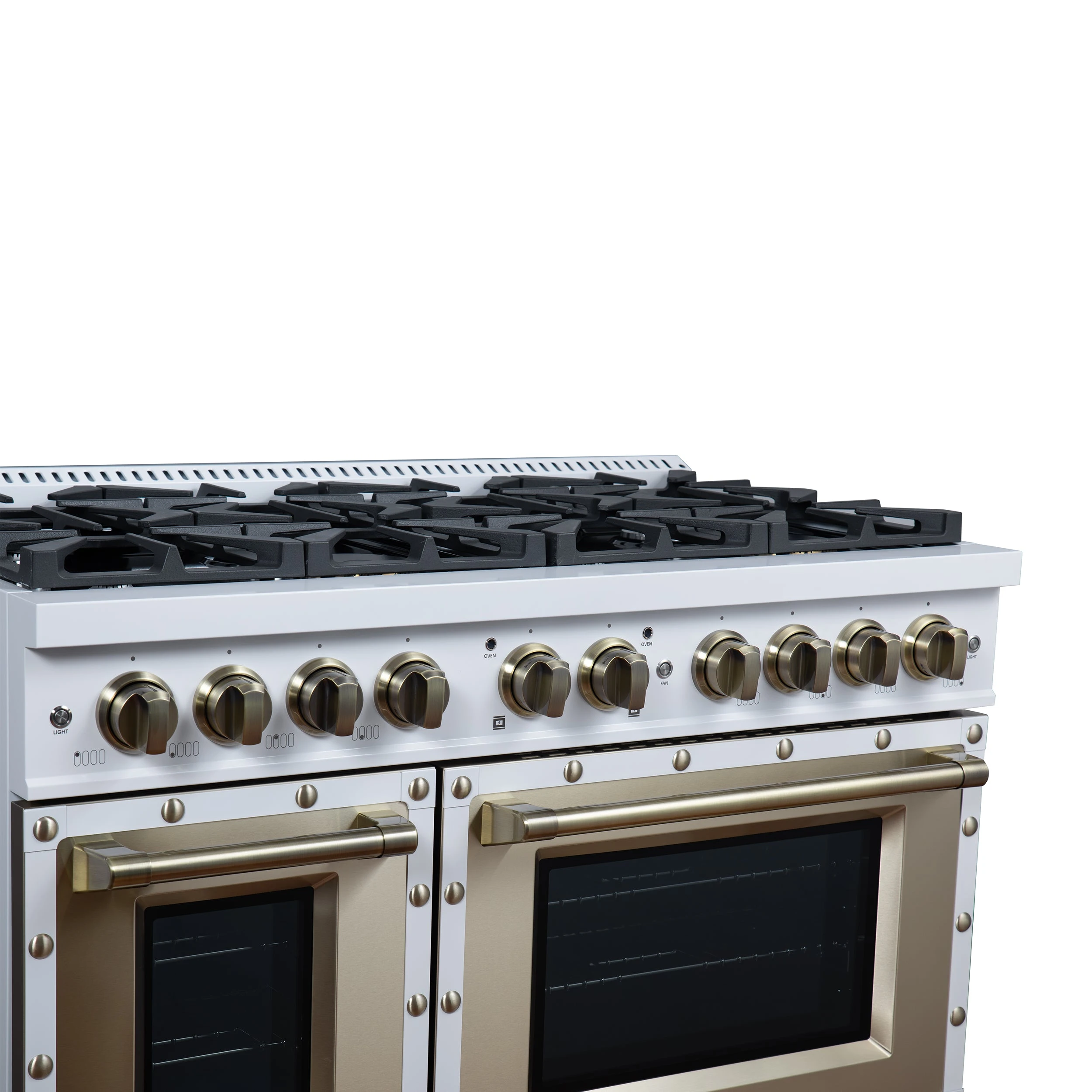 Valente 48" Dual Fuel Range in , 8 Sealed Burners, 94 000 BTU Cooktop Output, 6.7 Cu.Ft. Double Oven, Telescopic Racks FFSGS619948CPWHT
