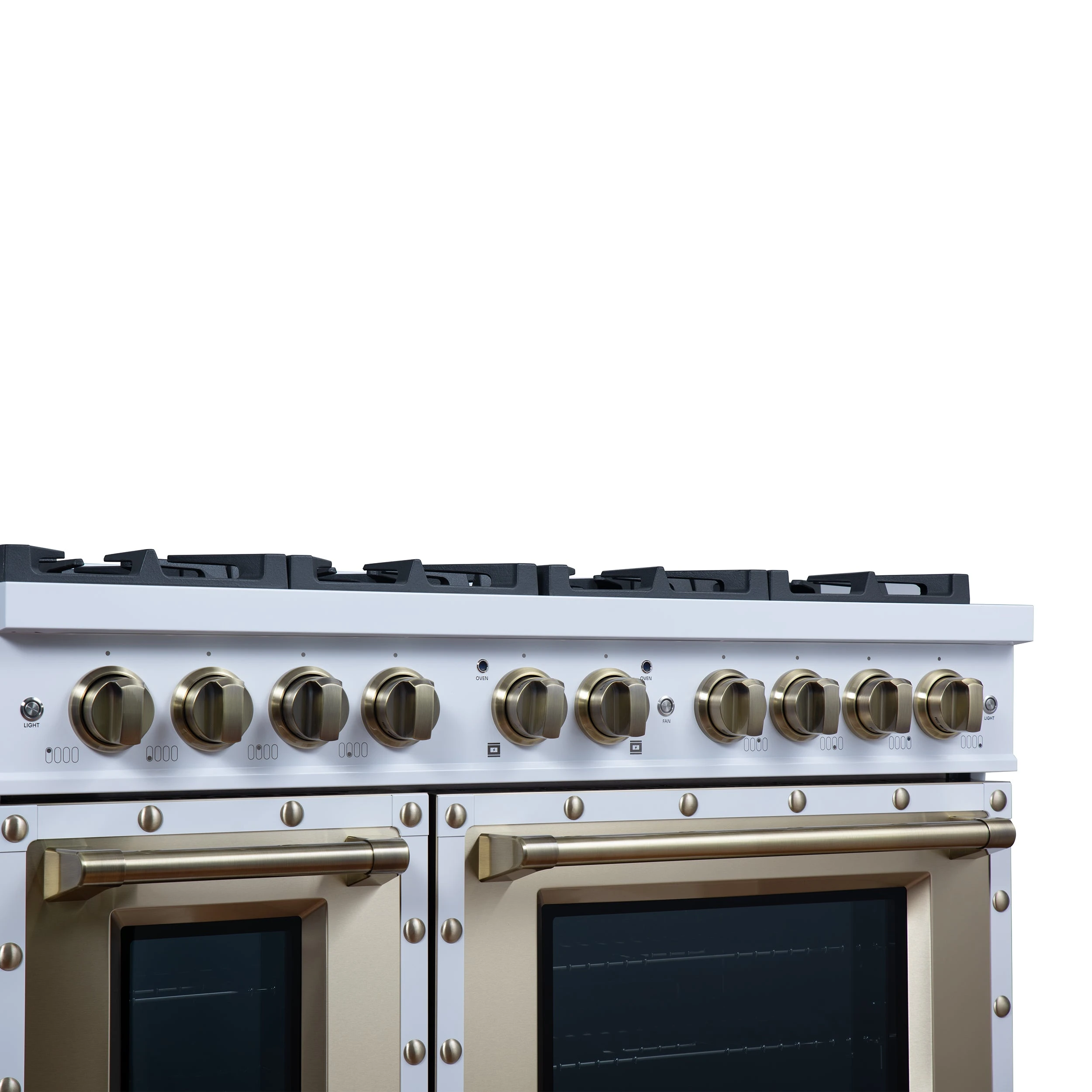 Valente 48" Dual Fuel Range in , 8 Sealed Burners, 94 000 BTU Cooktop Output, 6.7 Cu.Ft. Double Oven, Telescopic Racks FFSGS619948CPWHT