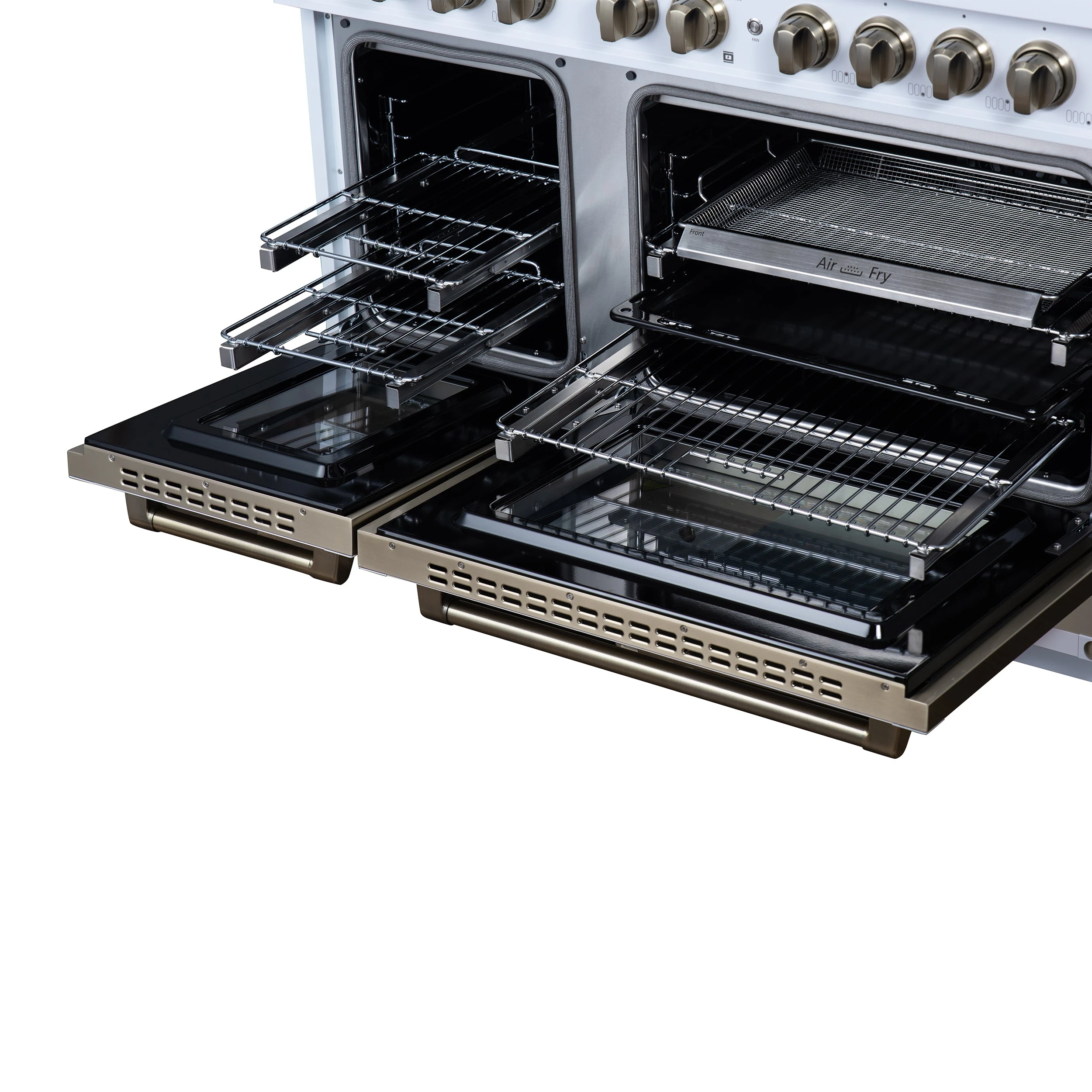 Valente 48" Dual Fuel Range in , 8 Sealed Burners, 94 000 BTU Cooktop Output, 6.7 Cu.Ft. Double Oven, Telescopic Racks FFSGS619948CPWHT