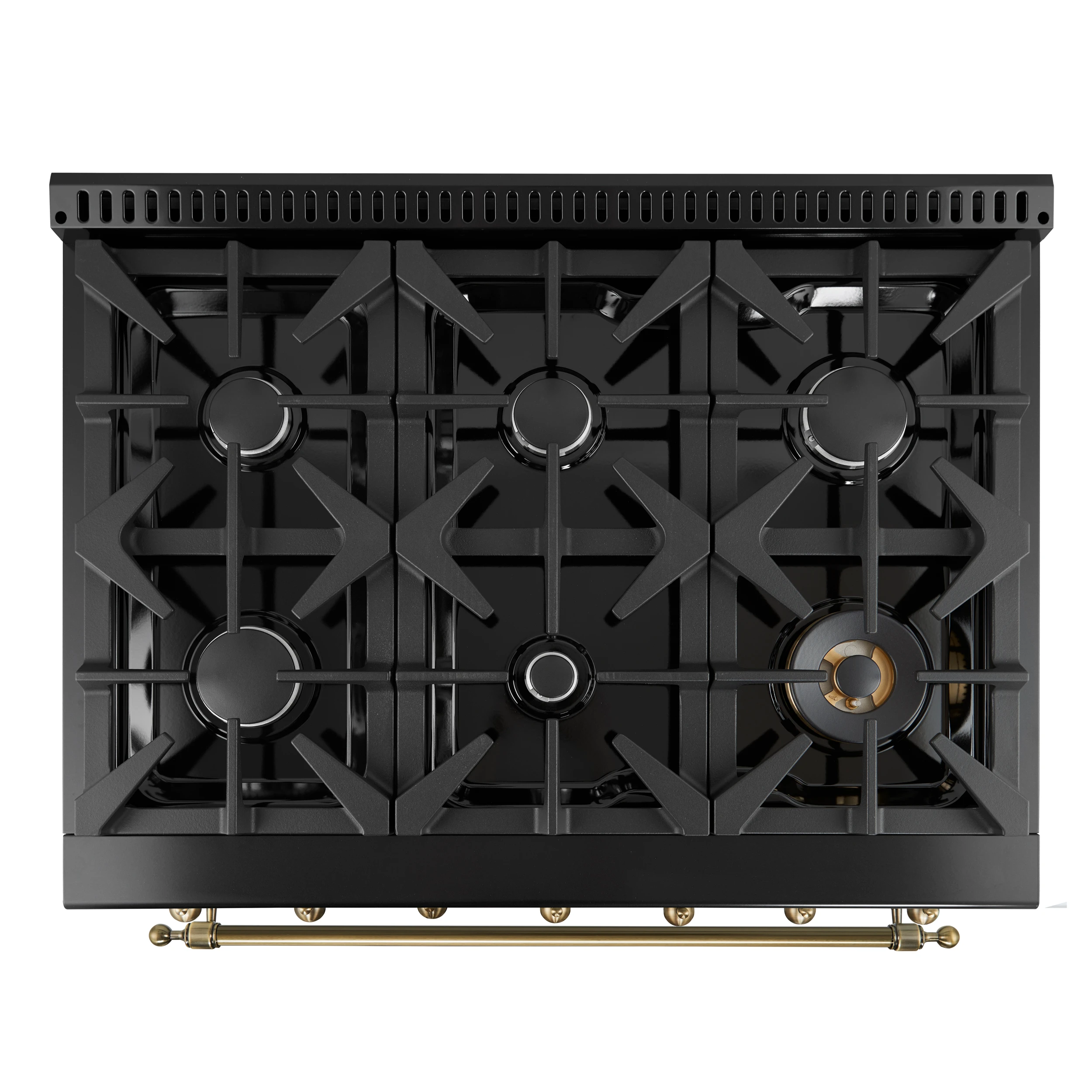 Antico 36-Inch Freestanding Gas Range, , Antique Brass Design, 6 Burners, Convection Oven, Energy Efficient FFSGS621936BLK