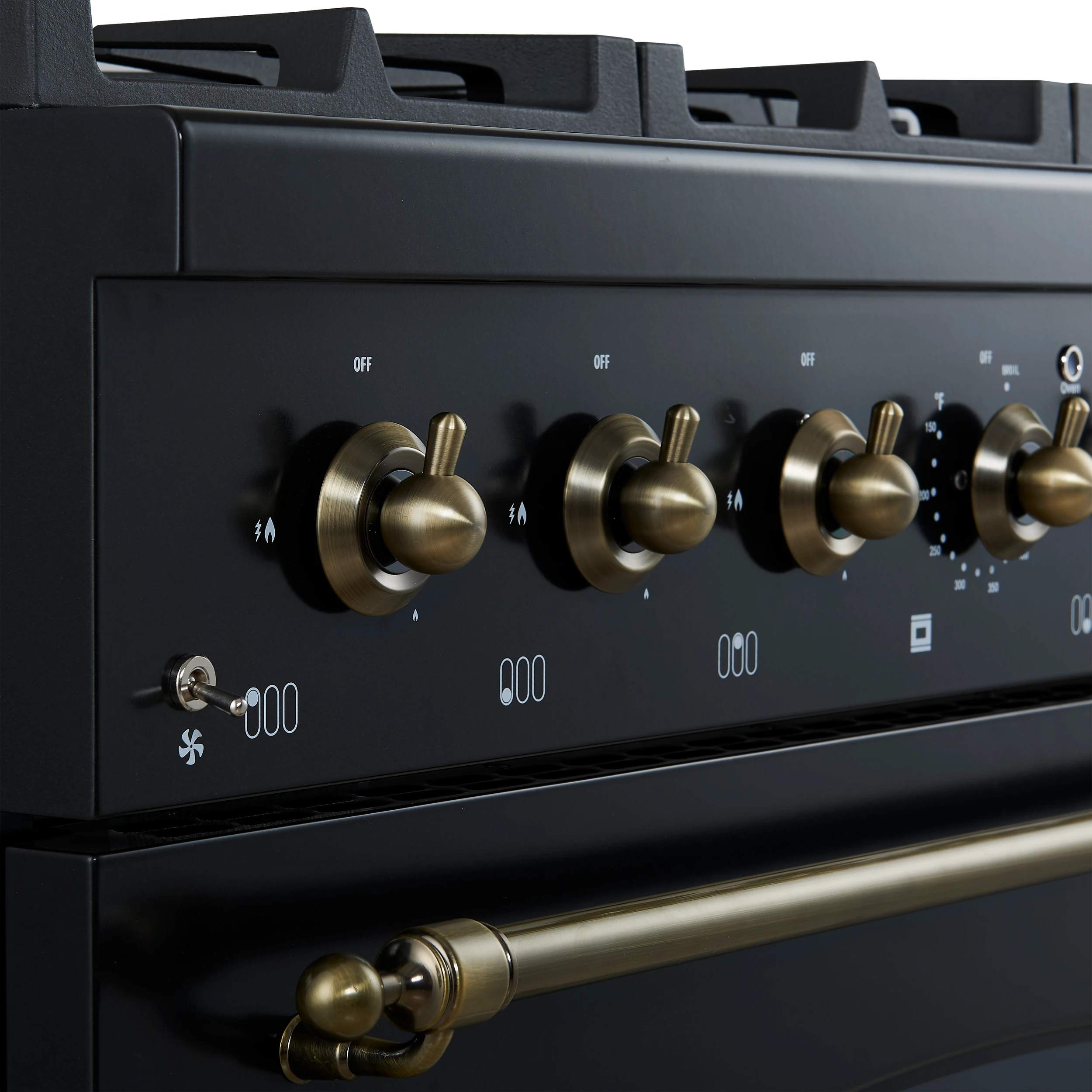 Antico 36-Inch Freestanding Gas Range, , Antique Brass Design, 6 Burners, Convection Oven, Energy Efficient FFSGS621936BLK
