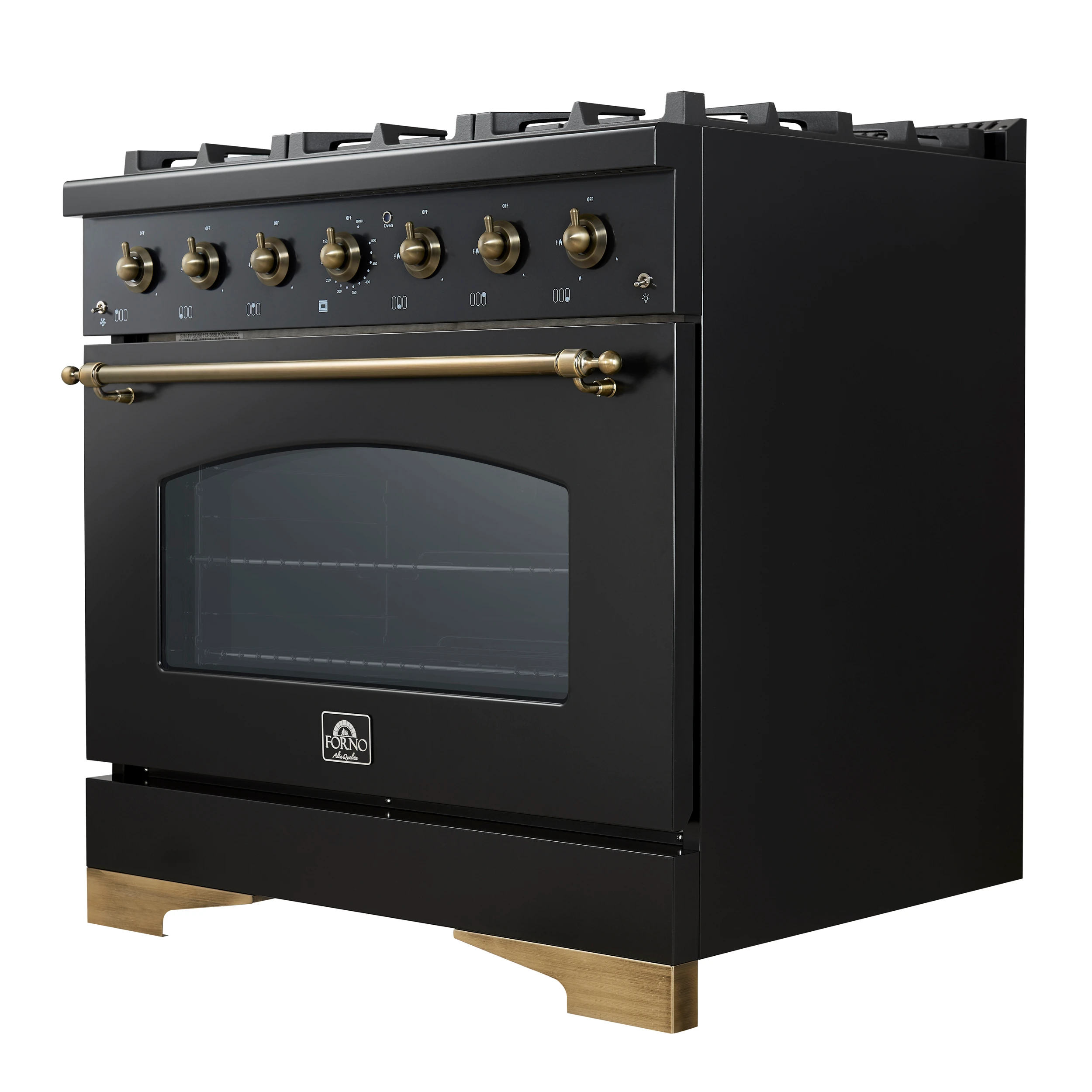 Antico 36-Inch Freestanding Gas Range, , Antique Brass Design, 6 Burners, Convection Oven, Energy Efficient FFSGS621936BLK