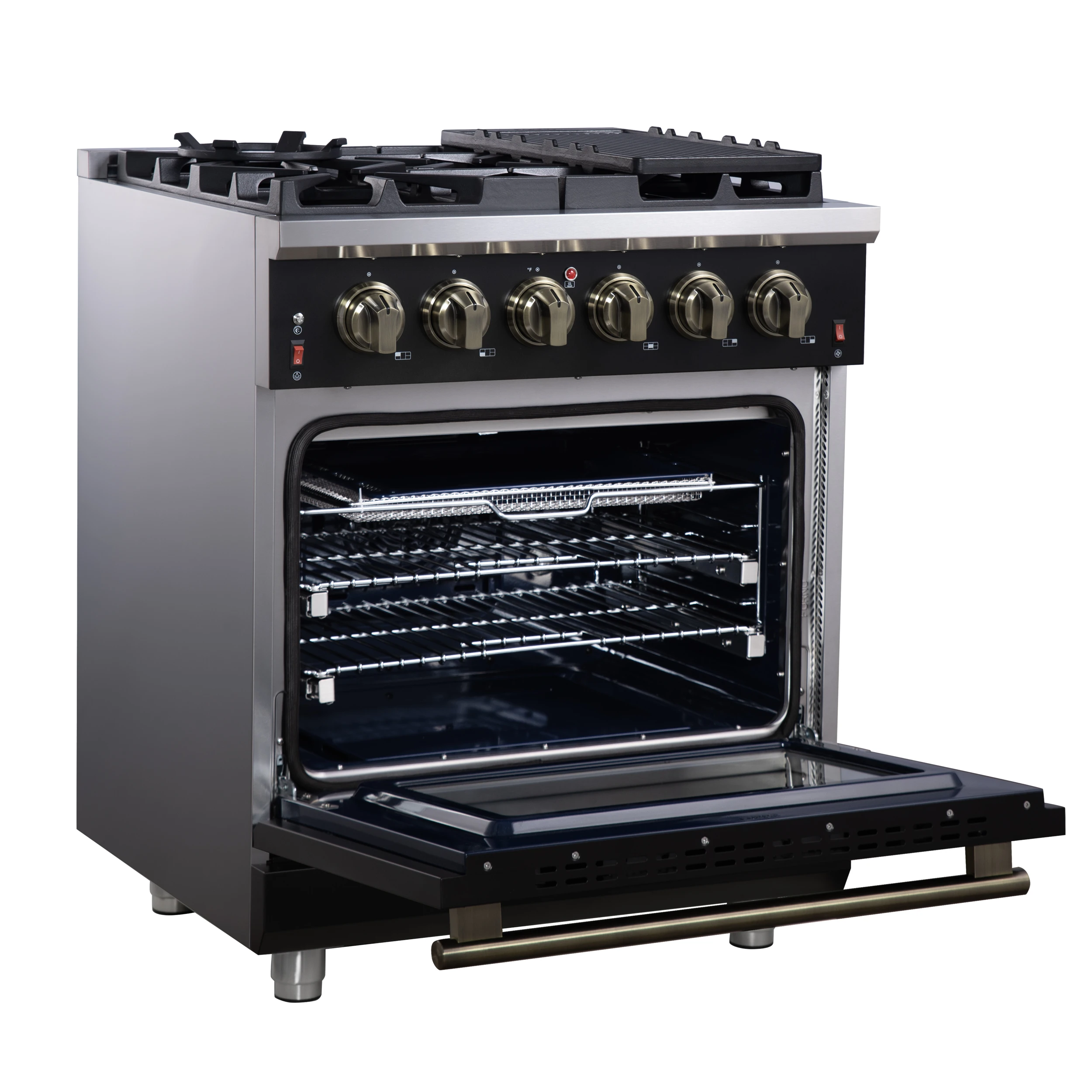 Massimo 30-Inch Freestanding Gas Range, 5 Burners, True Convection Oven FFSGS623930BLK