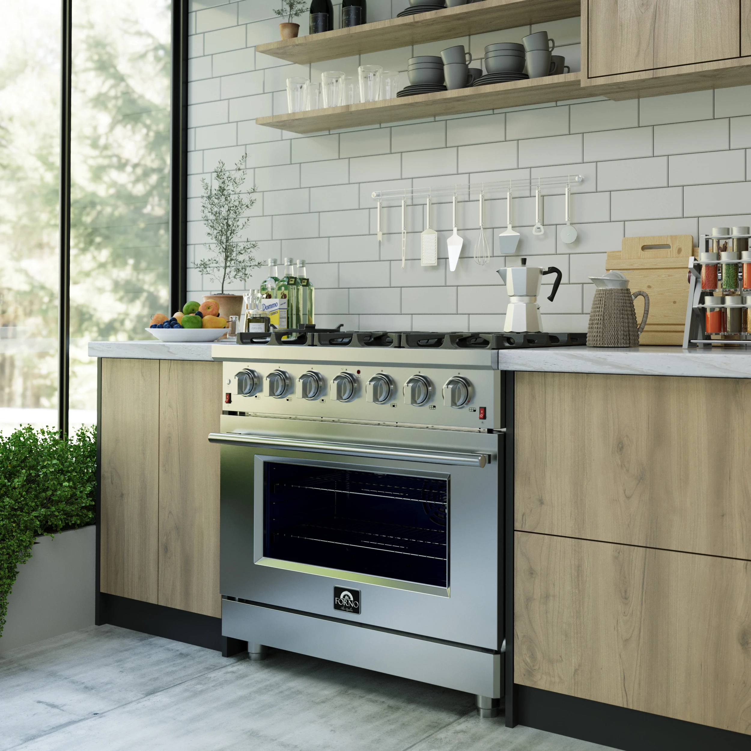 Massimo 36-Inch Freestanding Gas Range, 6 Sealed Burners, Convection Oven, Energy Efficient FFSGS623936