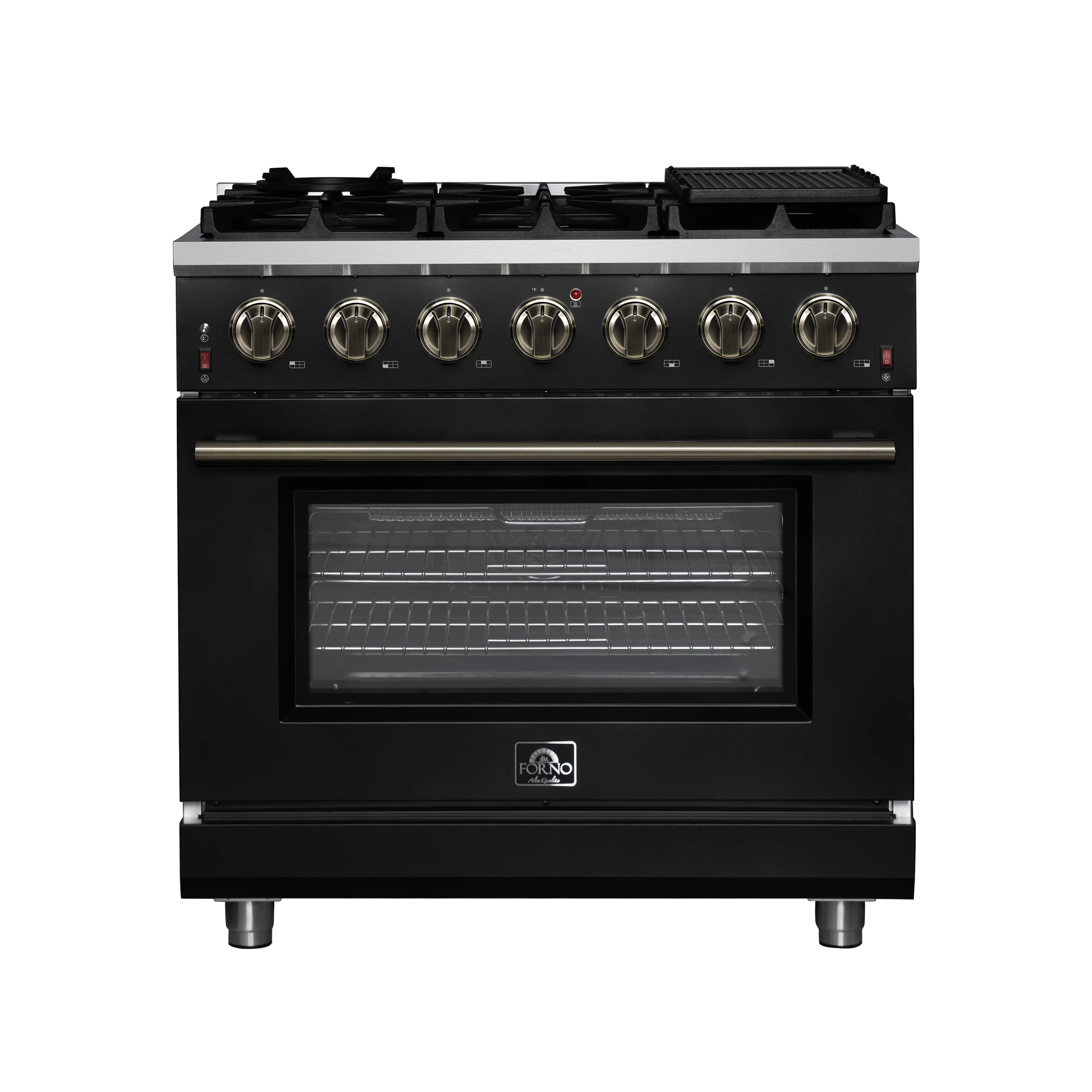 Massimo 36-Inch Freestanding Gas Range, 6 Sealed Burners, Convection Oven, Energy Efficient FFSGS623936BLK