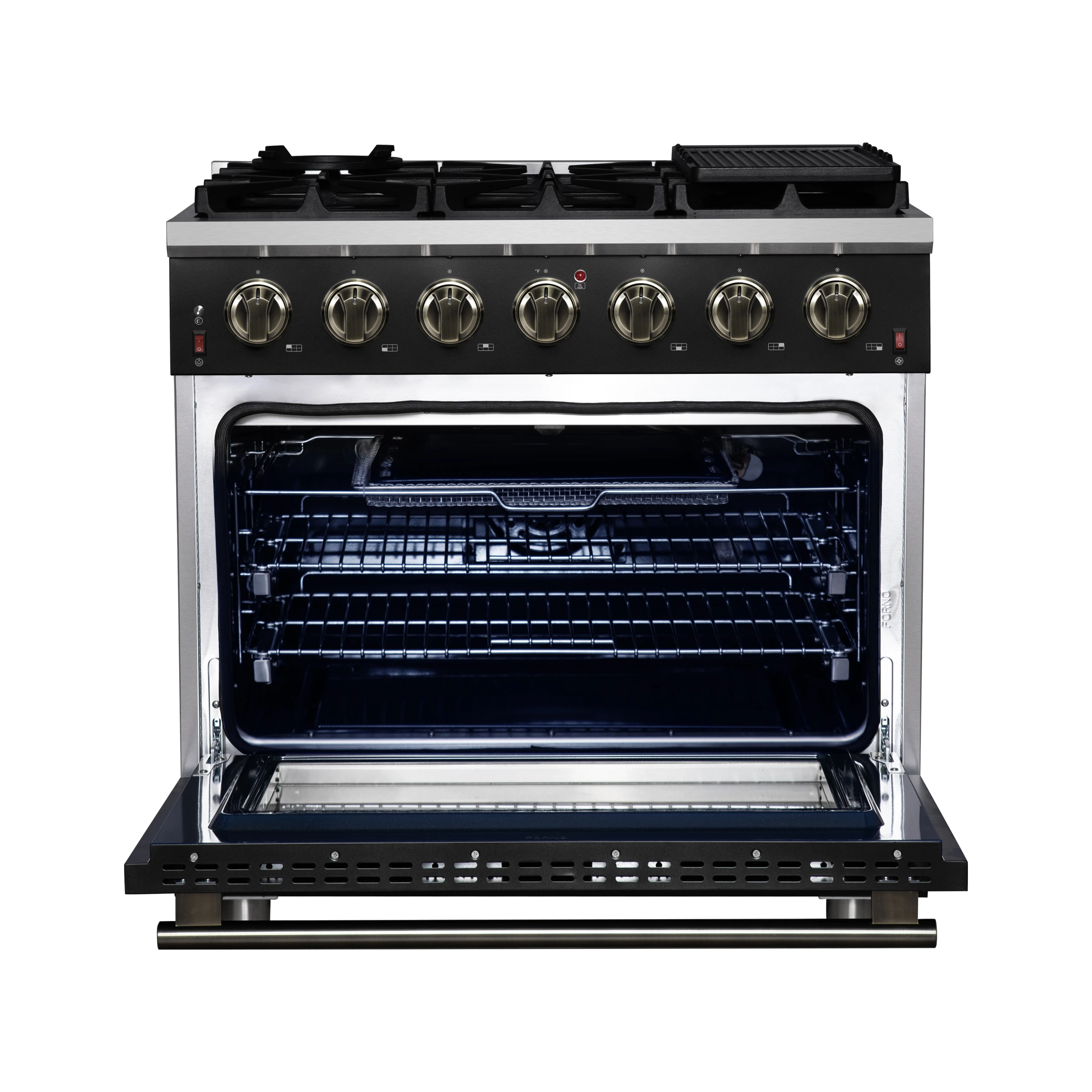 Massimo 36-Inch Freestanding Gas Range, 6 Sealed Burners, Convection Oven, Energy Efficient FFSGS623936BLK