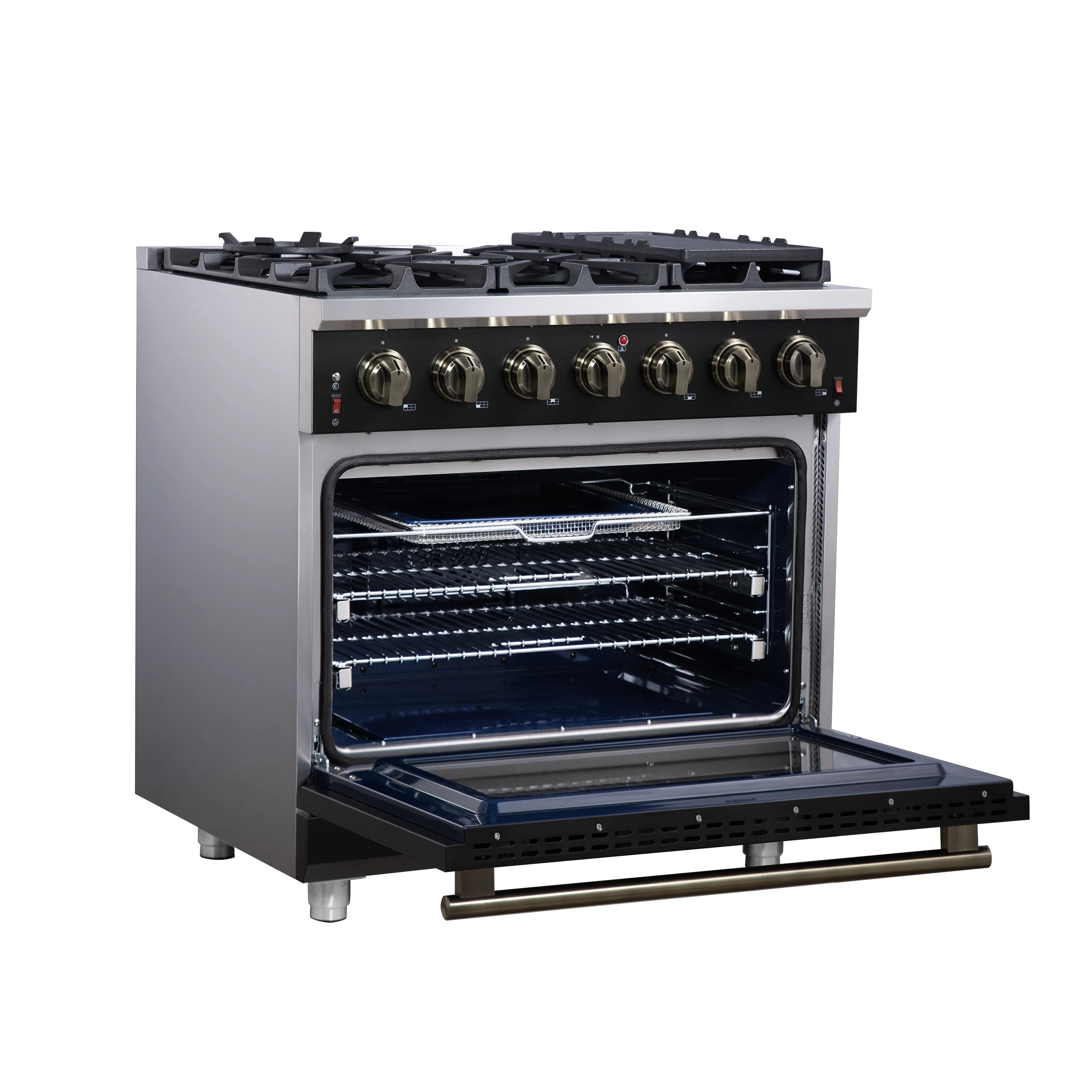 Massimo 36-Inch Freestanding Gas Range, 6 Sealed Burners, Convection Oven, Energy Efficient FFSGS623936BLK