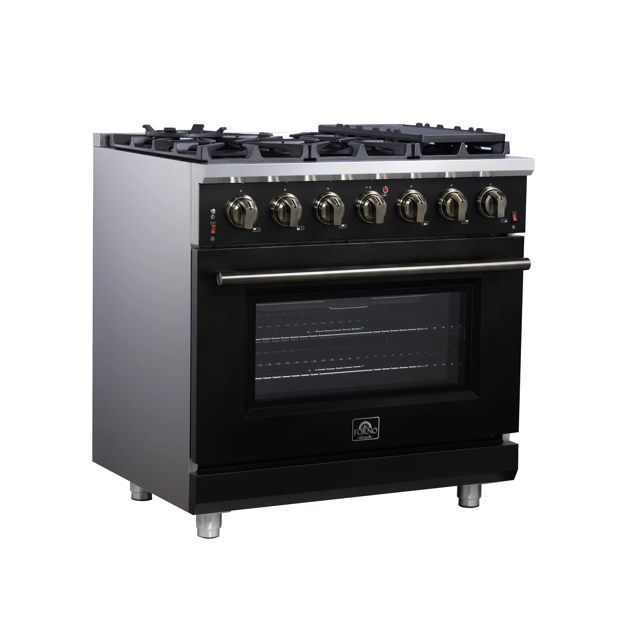 Massimo 36-Inch Freestanding Gas Range, 6 Sealed Burners, Convection Oven, Energy Efficient FFSGS623936BLK