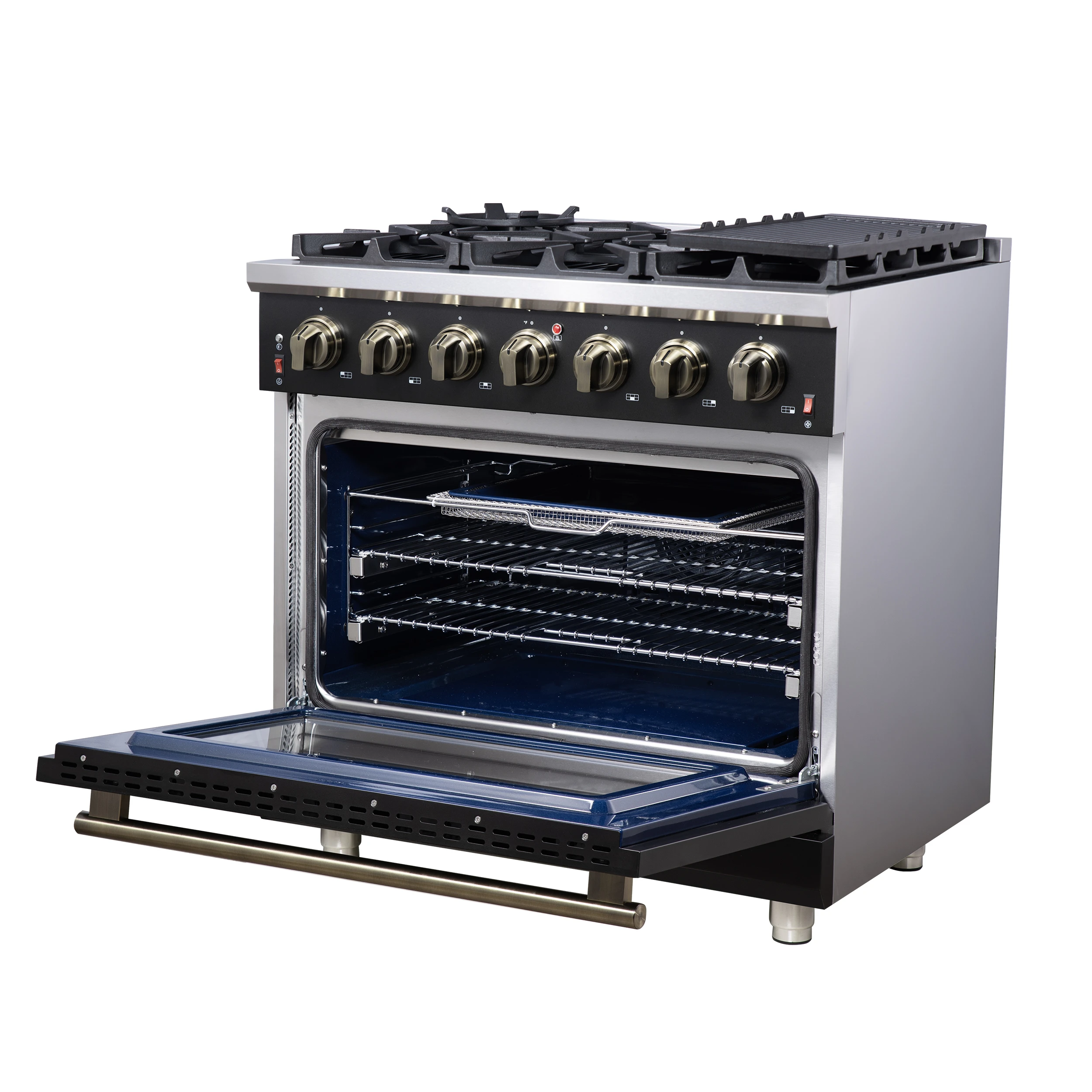 Massimo 36-Inch Freestanding Gas Range, 6 Sealed Burners, Convection Oven, Energy Efficient FFSGS623936BLK