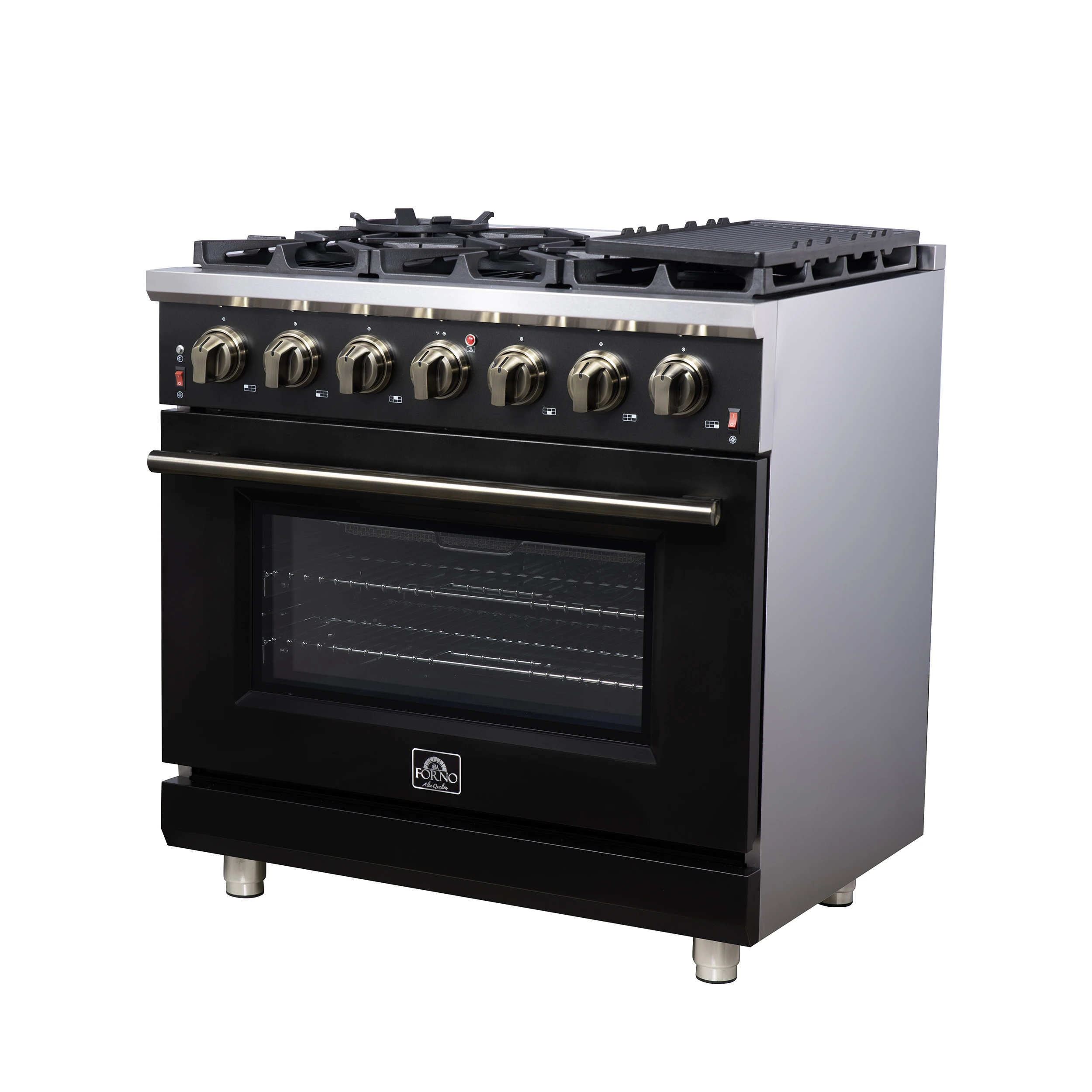 Massimo 36-Inch Freestanding Gas Range, 6 Sealed Burners, Convection Oven, Energy Efficient FFSGS623936BLK