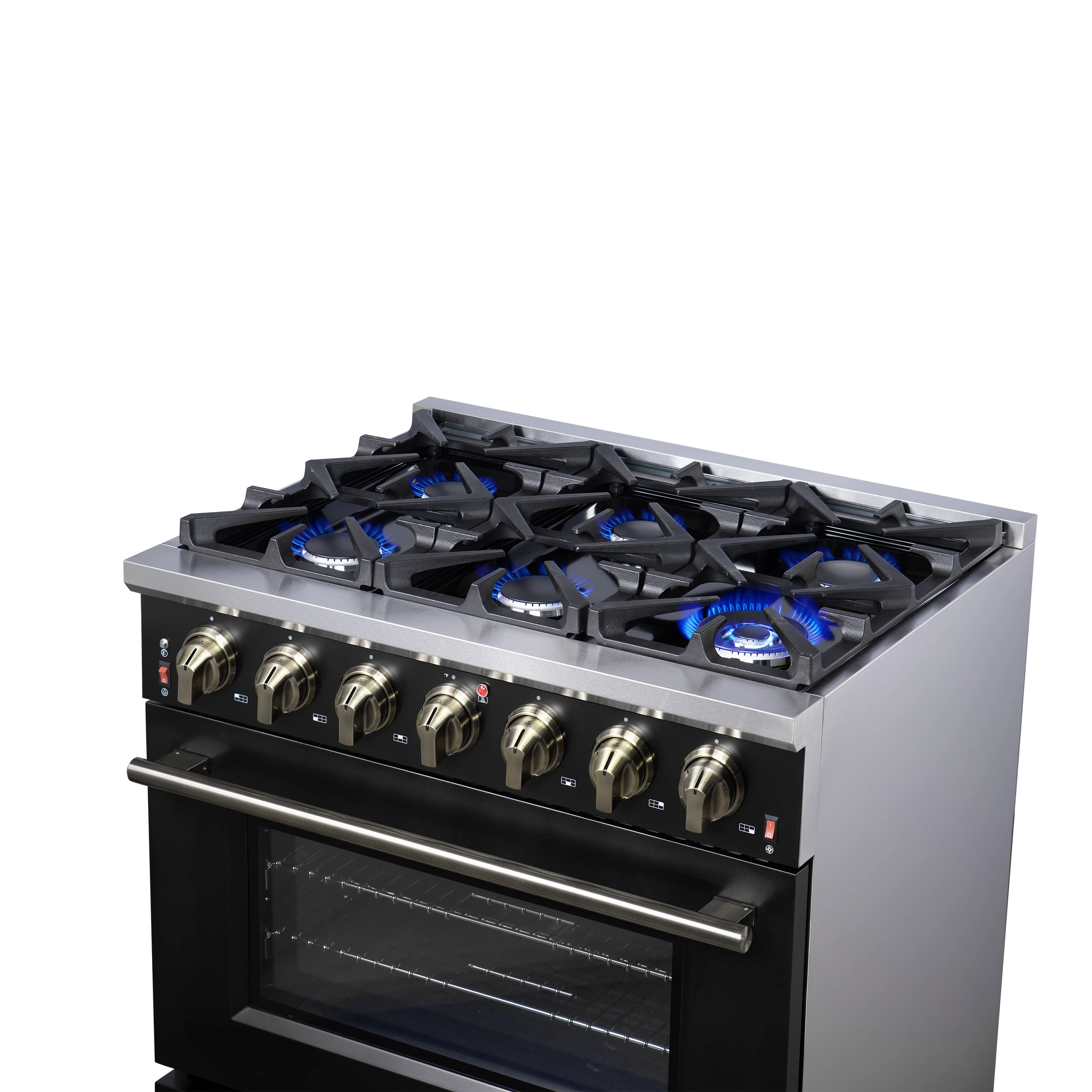 Massimo 36-Inch Freestanding Gas Range, 6 Sealed Burners, Convection Oven, Energy Efficient FFSGS623936BLK