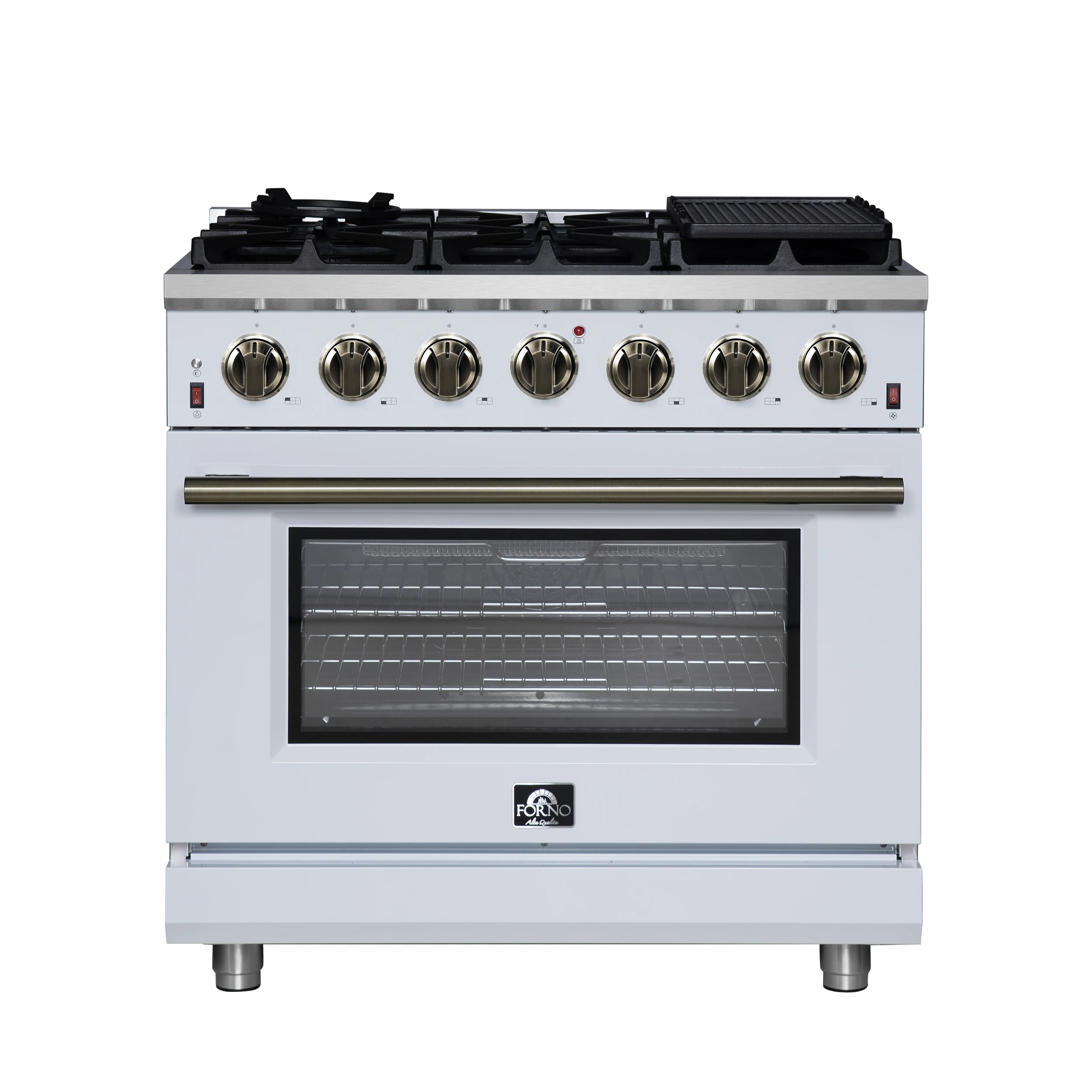 Massimo 36-Inch Freestanding Gas Range, 6 Sealed Burners, Convection Oven, Energy Efficient FFSGS623936WHT