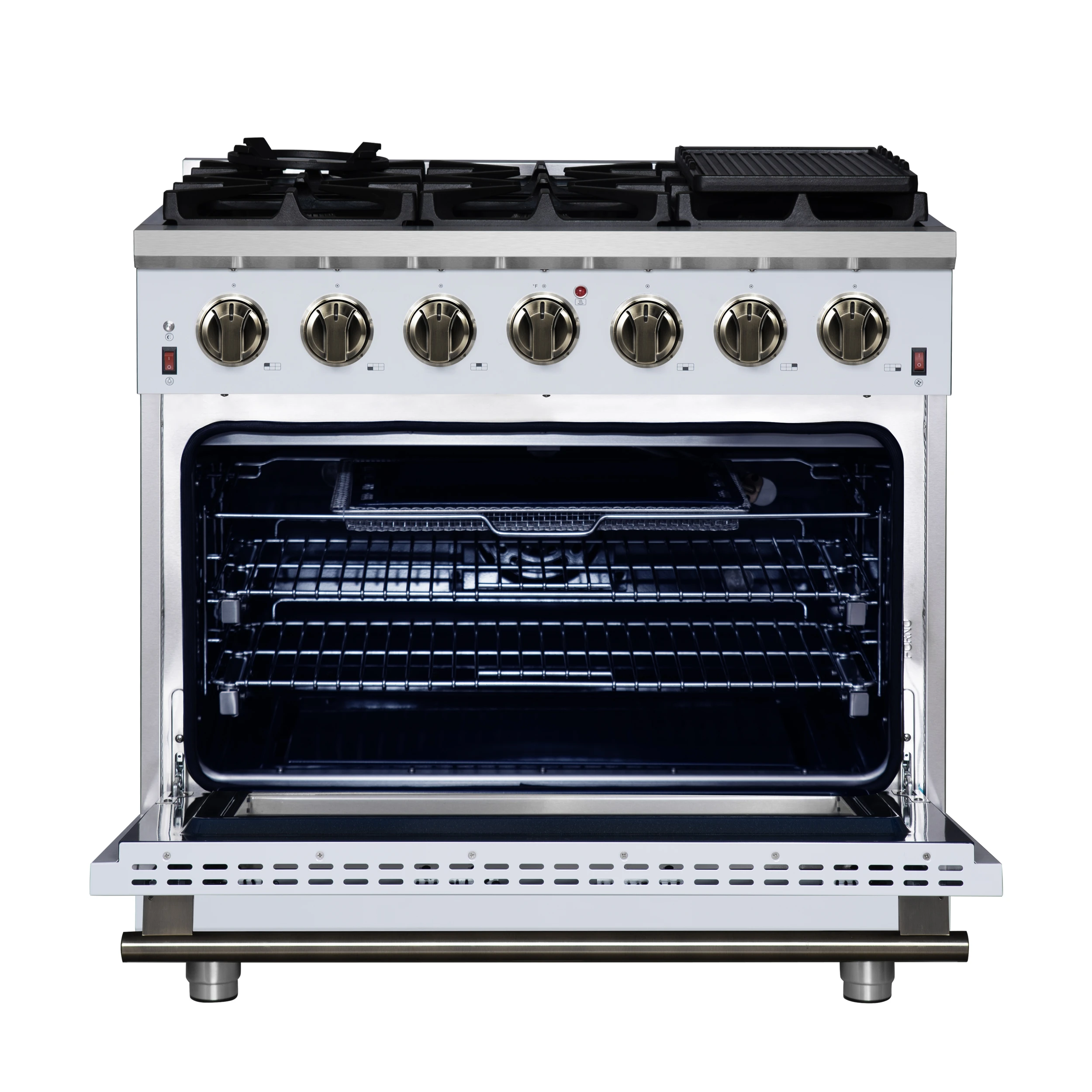 Massimo 36-Inch Freestanding Gas Range, 6 Sealed Burners, Convection Oven, Energy Efficient FFSGS623936WHT