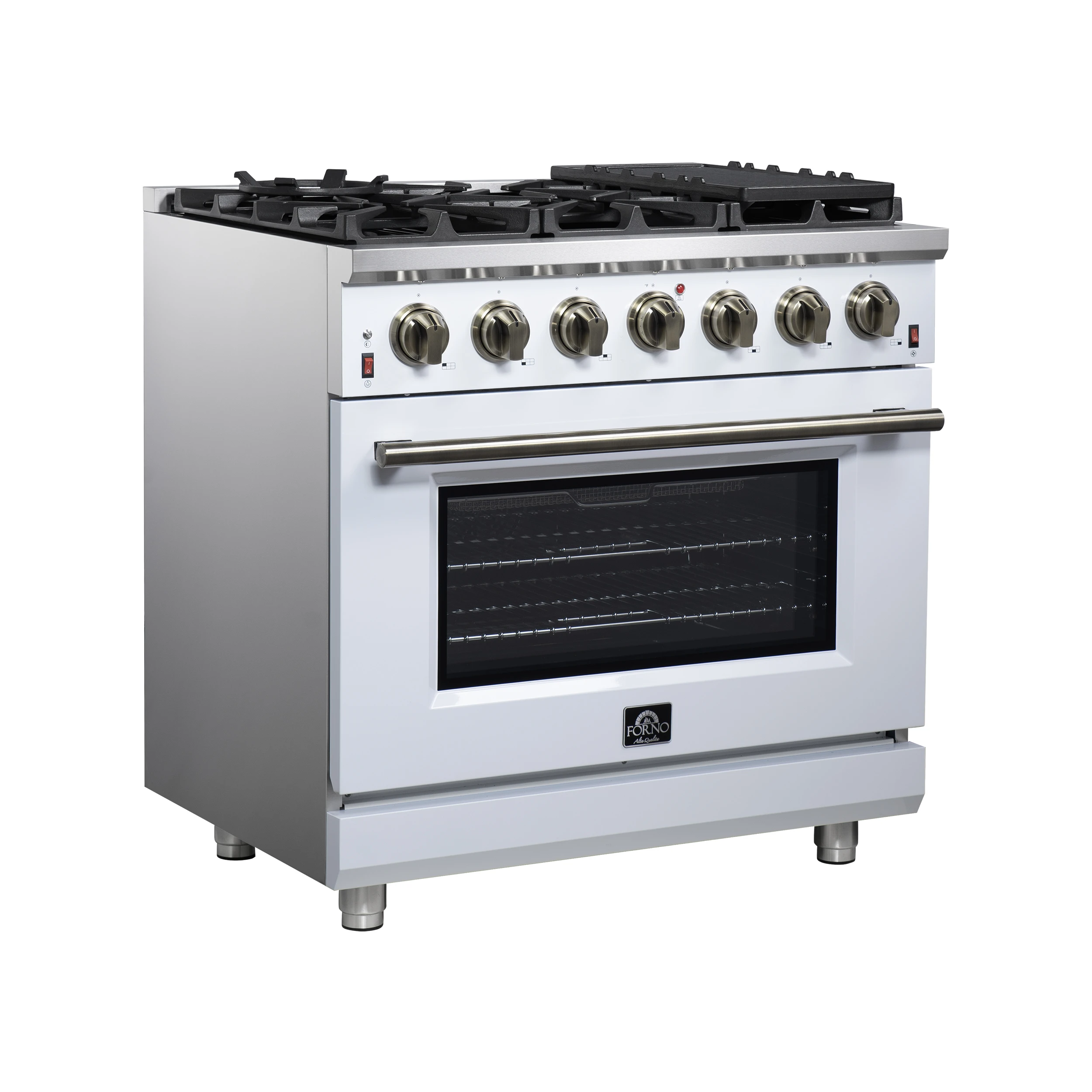 Massimo 36-Inch Freestanding Gas Range, 6 Sealed Burners, Convection Oven, Energy Efficient FFSGS623936WHT